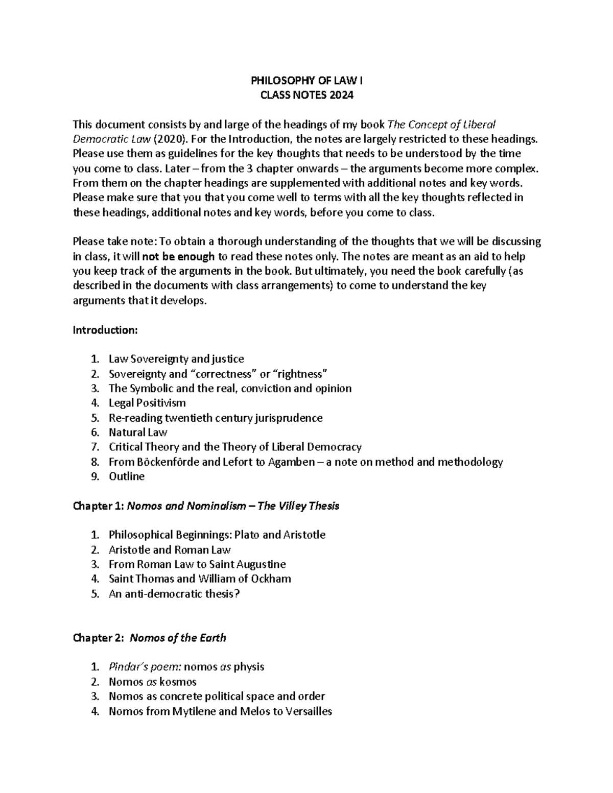 Philosophy OF LAW I Class Notes 2024 - PHILOSOPHY OF LAW I CLASS NOTES ...