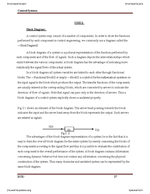 Lec note - Lecture notes 1 - UNIT - III TIME RESPONSE AND STEADY STATE ...