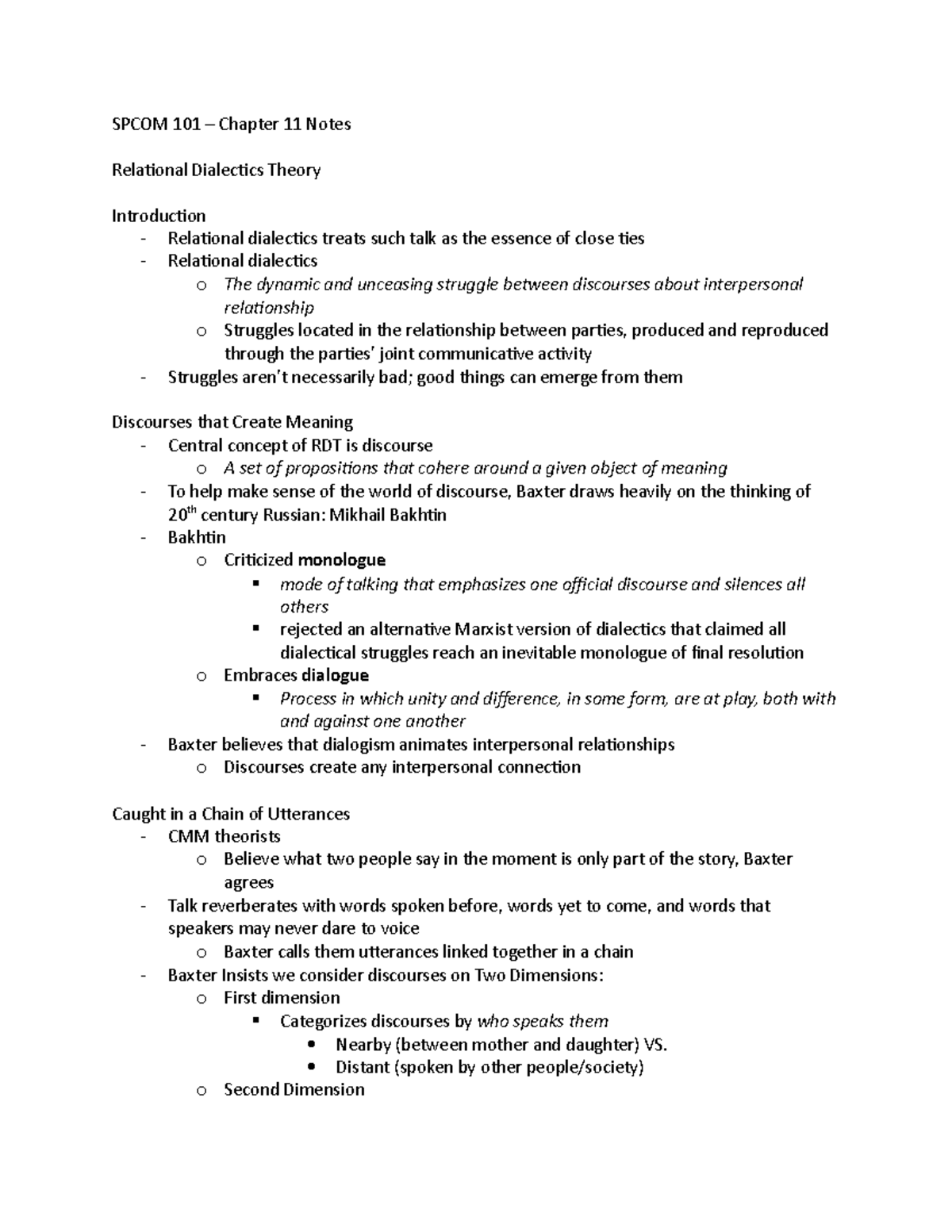 Spcom 101 - Chapter 11 Notes - Spcom 101 - UWaterloo - Studocu