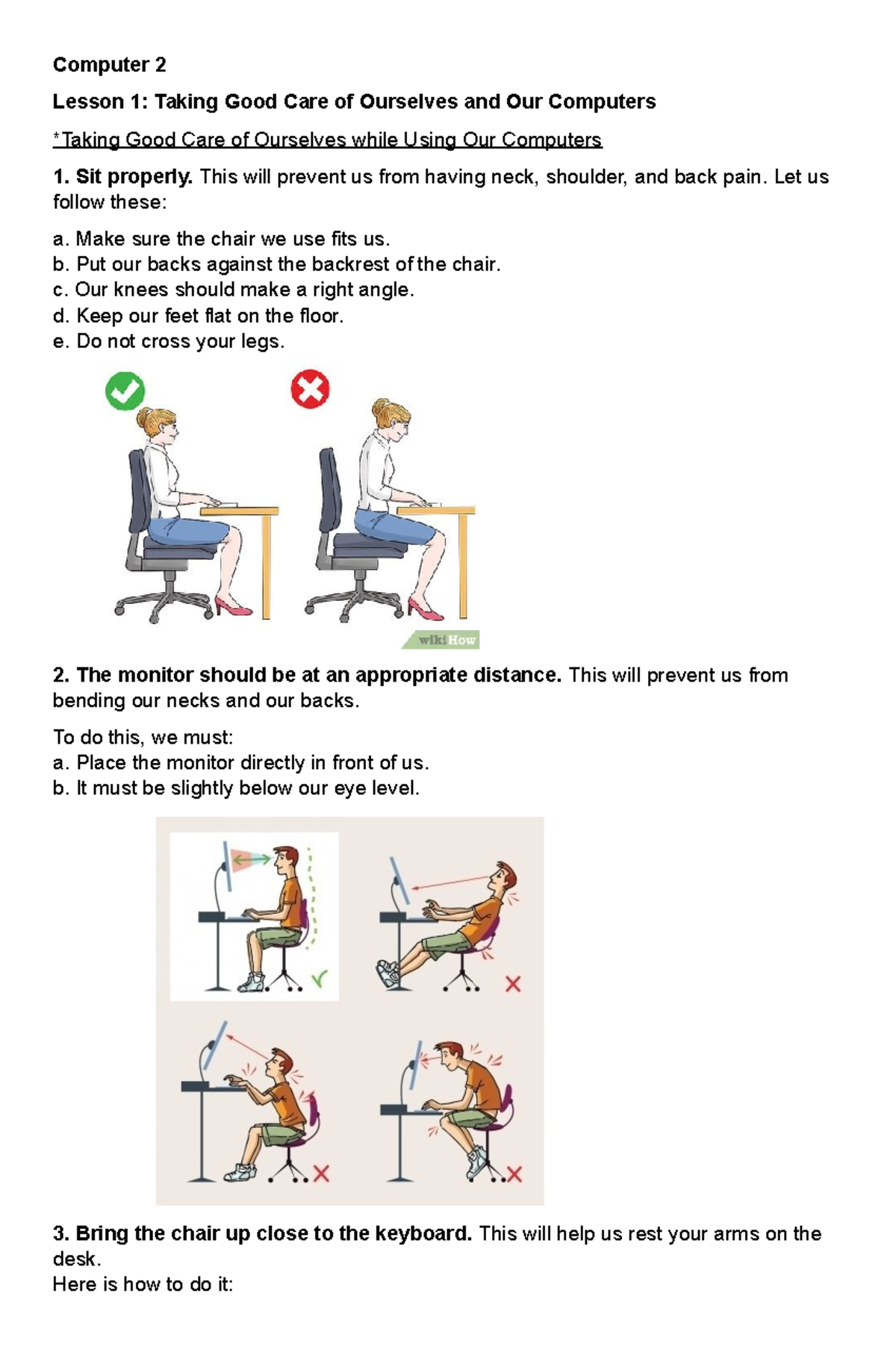 Computer 2 - Computer 2 Lesson 1: Taking Good Care of Ourselves and Our ...