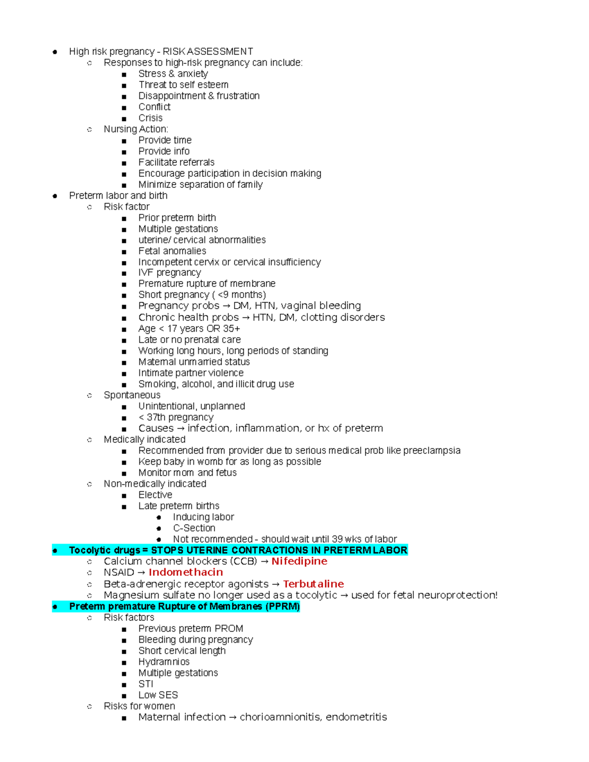 Nclex QUIZ4 - High risk pregnancy - RISK ASSESSMENT Responses to high ...