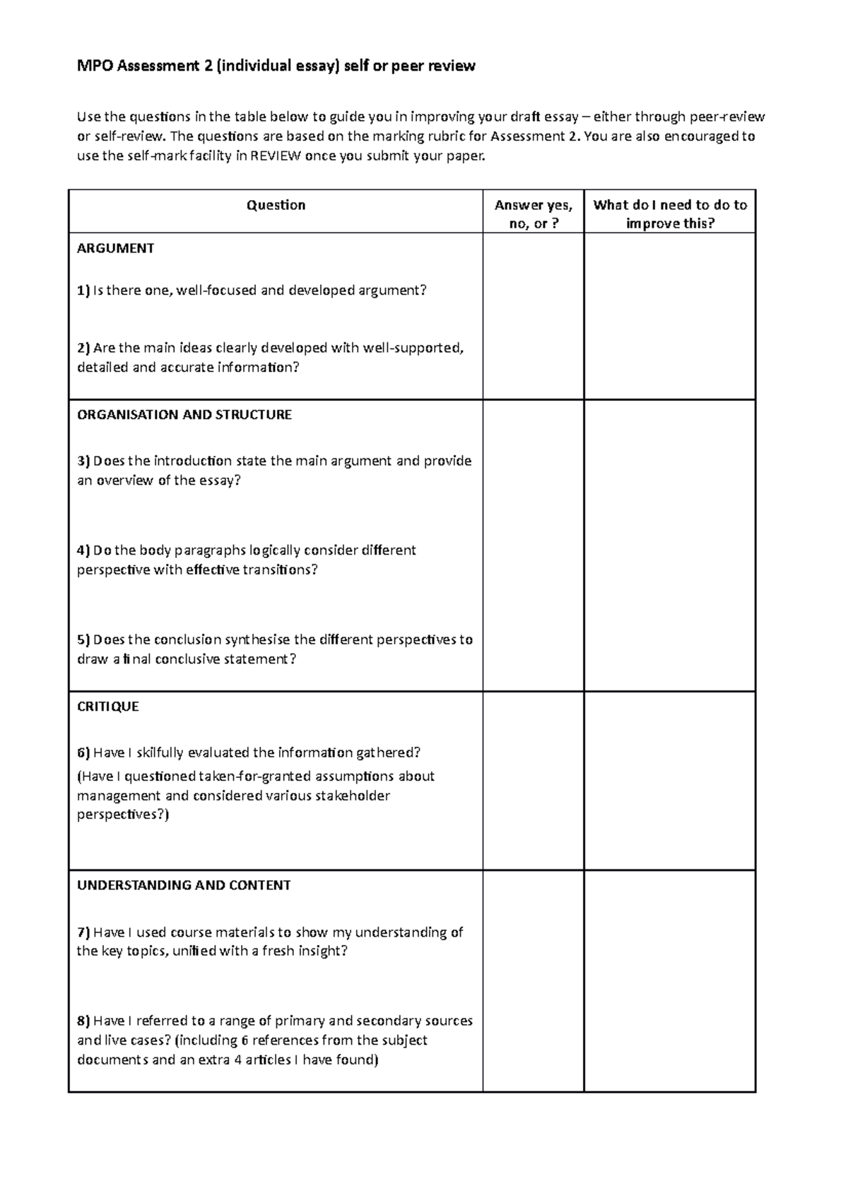 MPO Assessment 2 review week 11 - MPO Assessment 2 (individual essay ...