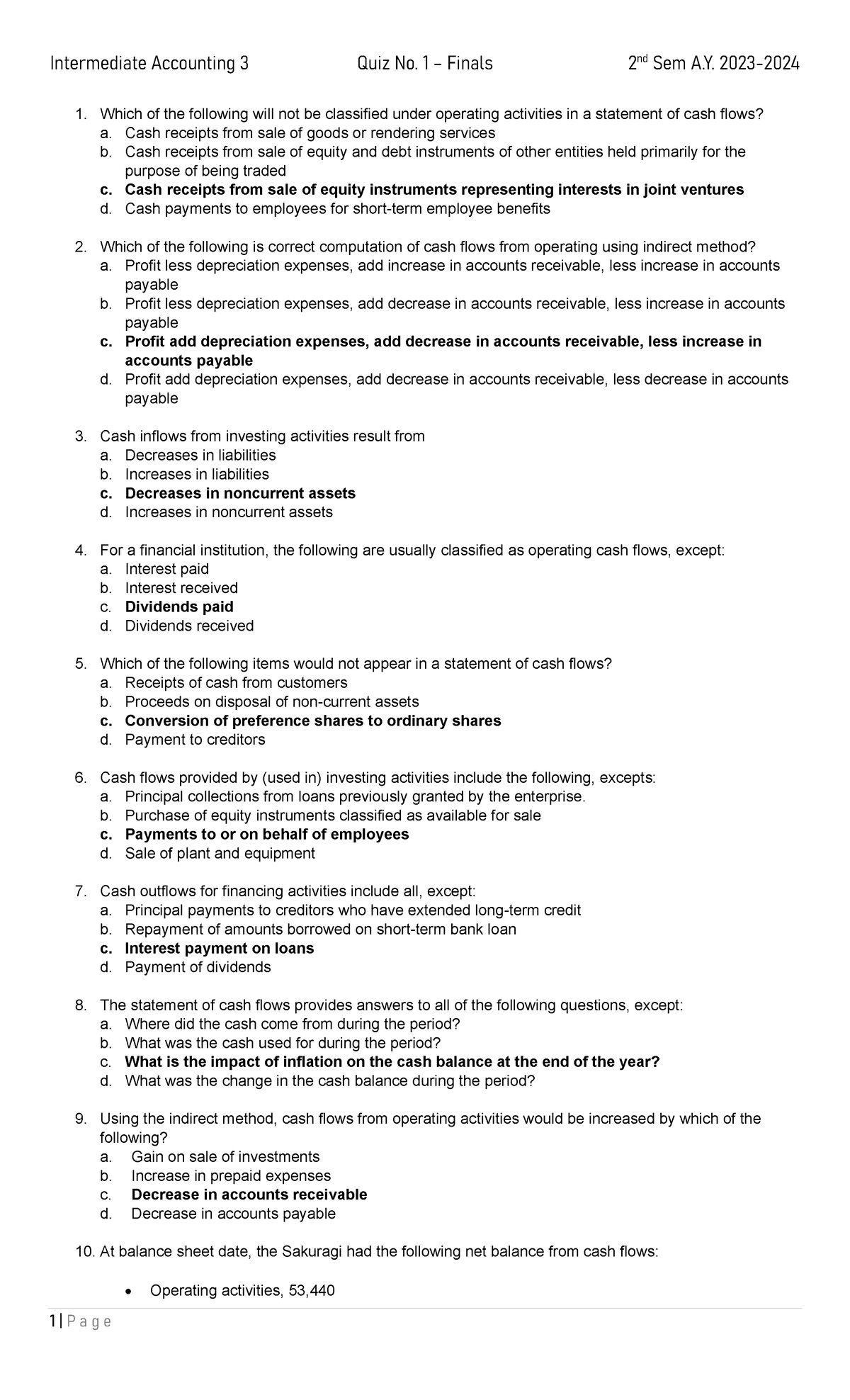 Int Act 3 Quiz No. 1 - Intermediate Accounting 3 Quiz No. 1 – Finals 2 ...