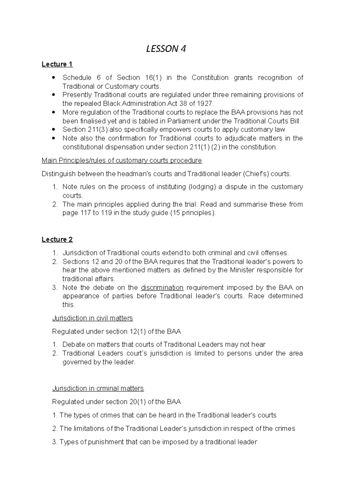 Lesson 4 - • Schedule 6 of Section 16(1) in the Constitution grants ...