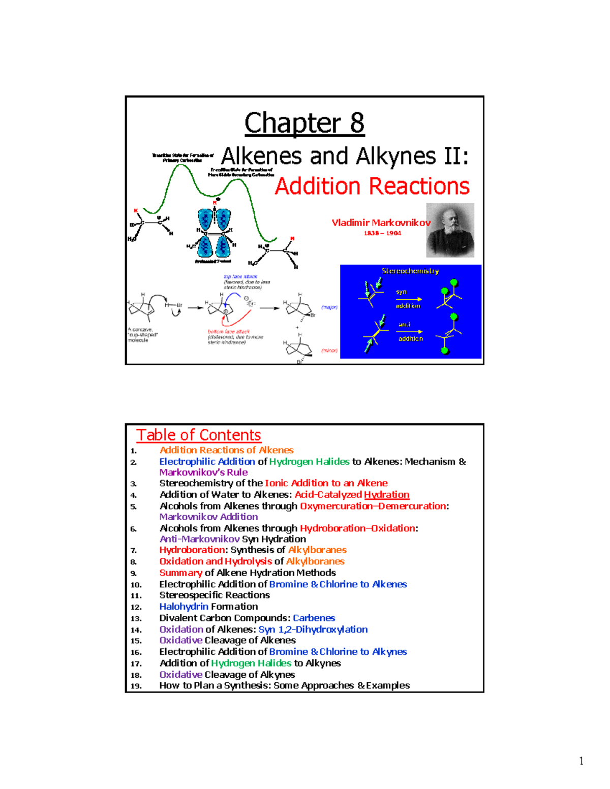 232 Chapter 08 - Chapter 8 Alkenes And Alkynes II: Addition Reactions ...