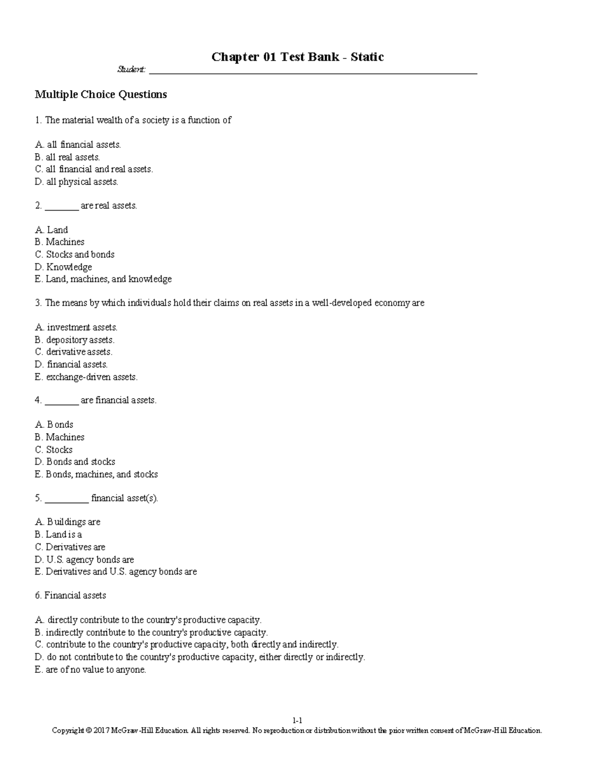 Chapter 01 Test Bank Qatar University - Chapter 01 Test Bank - Static ...