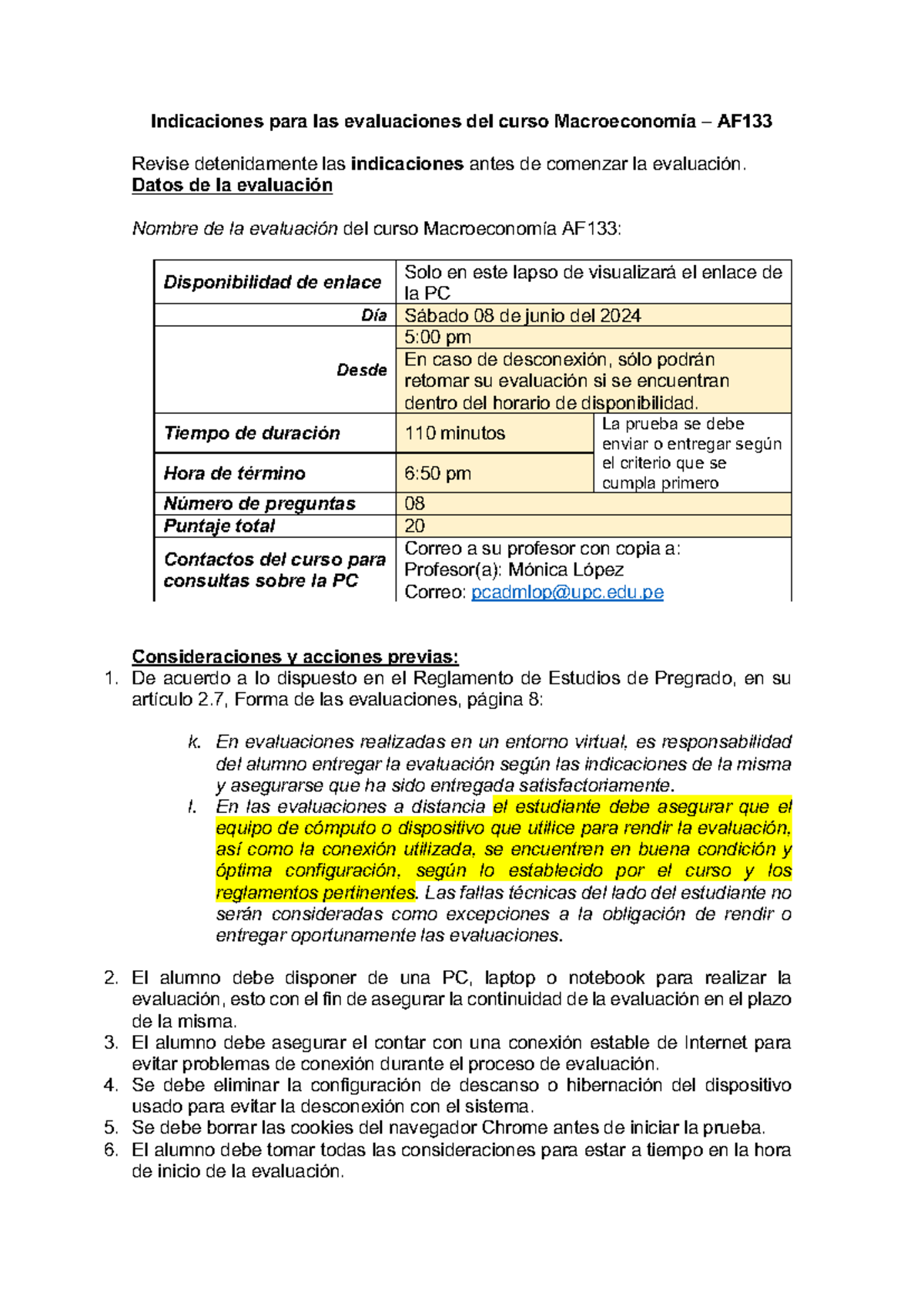 Indicaciones para las evaluaciones en el curso Macroeconomía AF133 ...