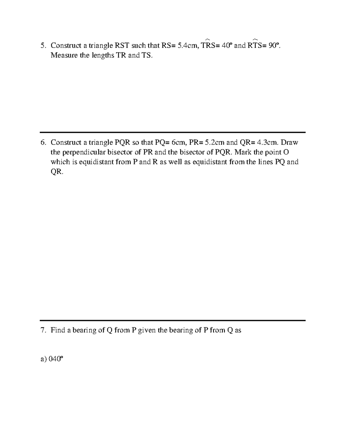 JCE Mathematics Revision KIT part 3 - Construct a triangle RST such ...