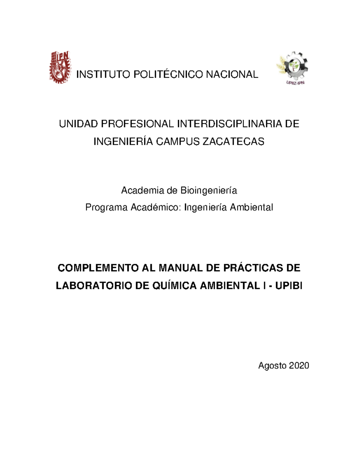 Química ambiental Laboratorio de Química Ambiental I IPN Studocu