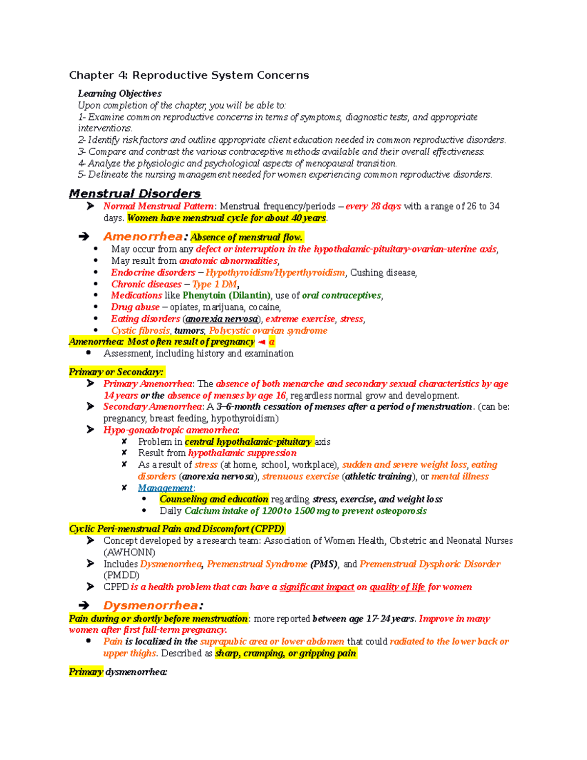 Chapter 4 Reproductive System Concerns - Chapter 4: Reproductive System ...