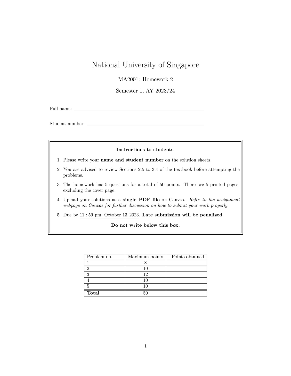 HW2 Solution - Lol - National University Of Singapore MA2001: Homework ...