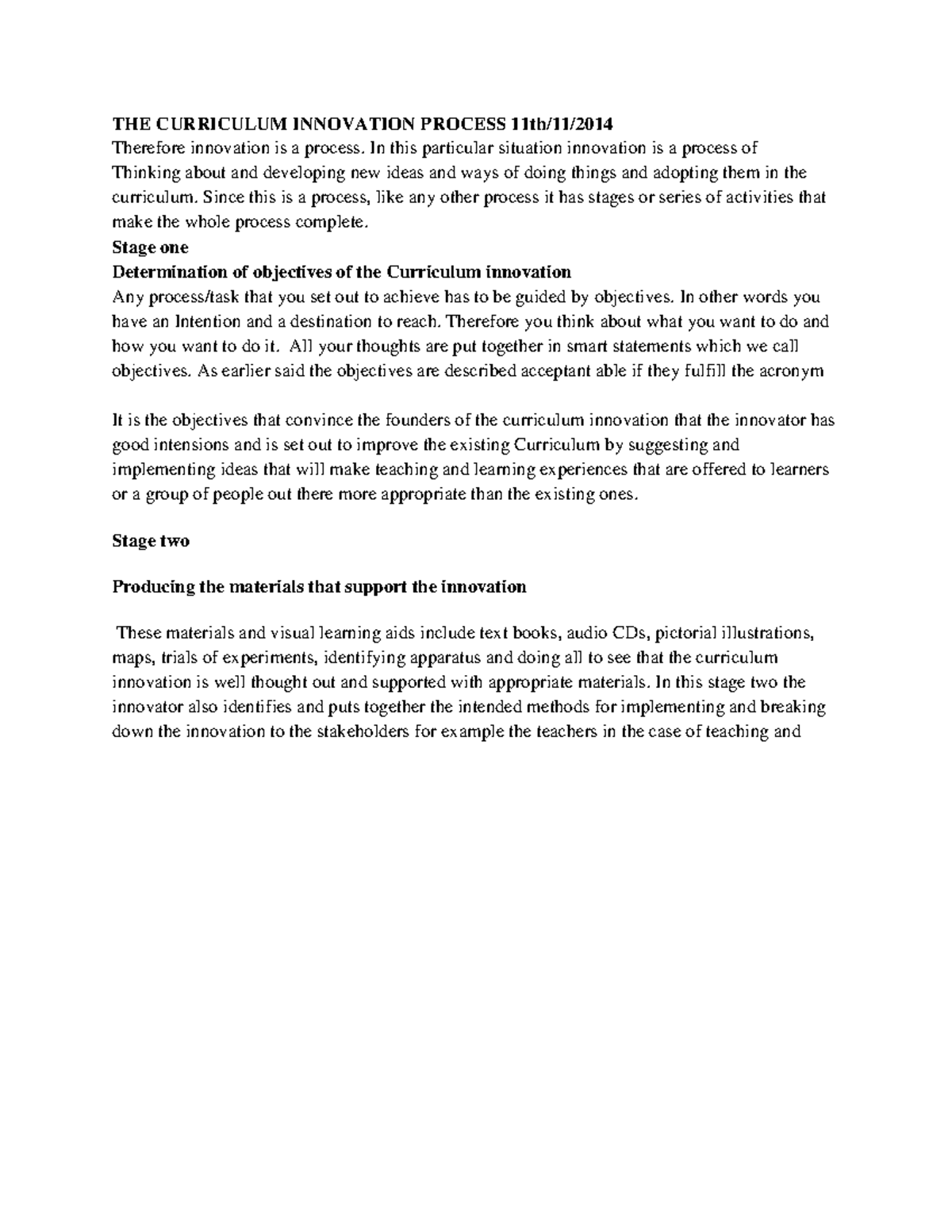 THE Curriculum Innovation Process 11th - THE CURRICULUM INNOVATION ...