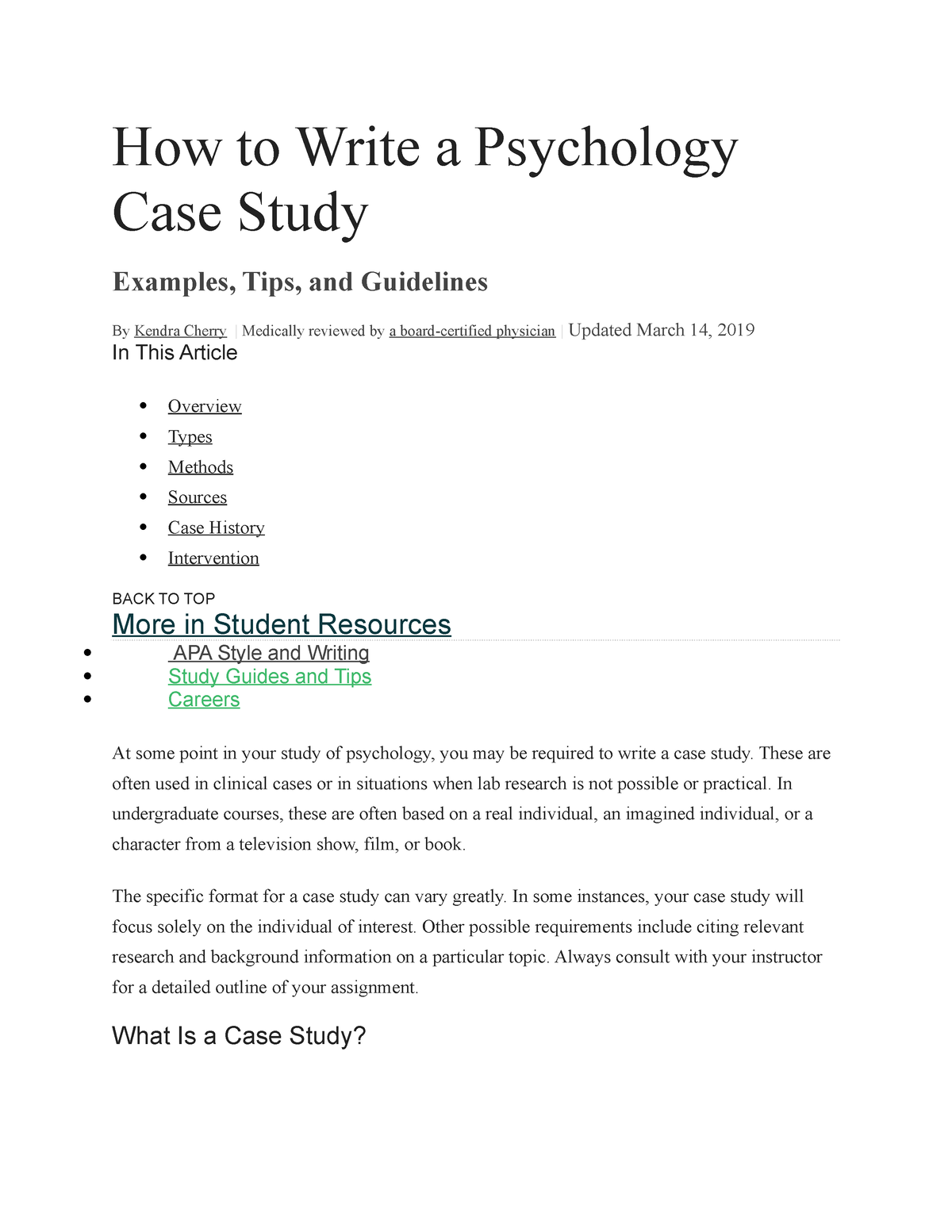 purpose of a case study in psychology