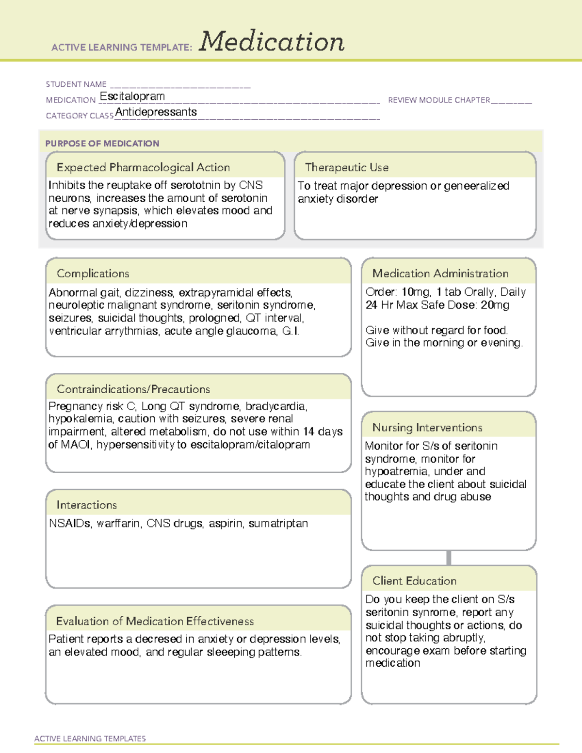 Escitalopram-3 - This is a medication that you may come across in some ...