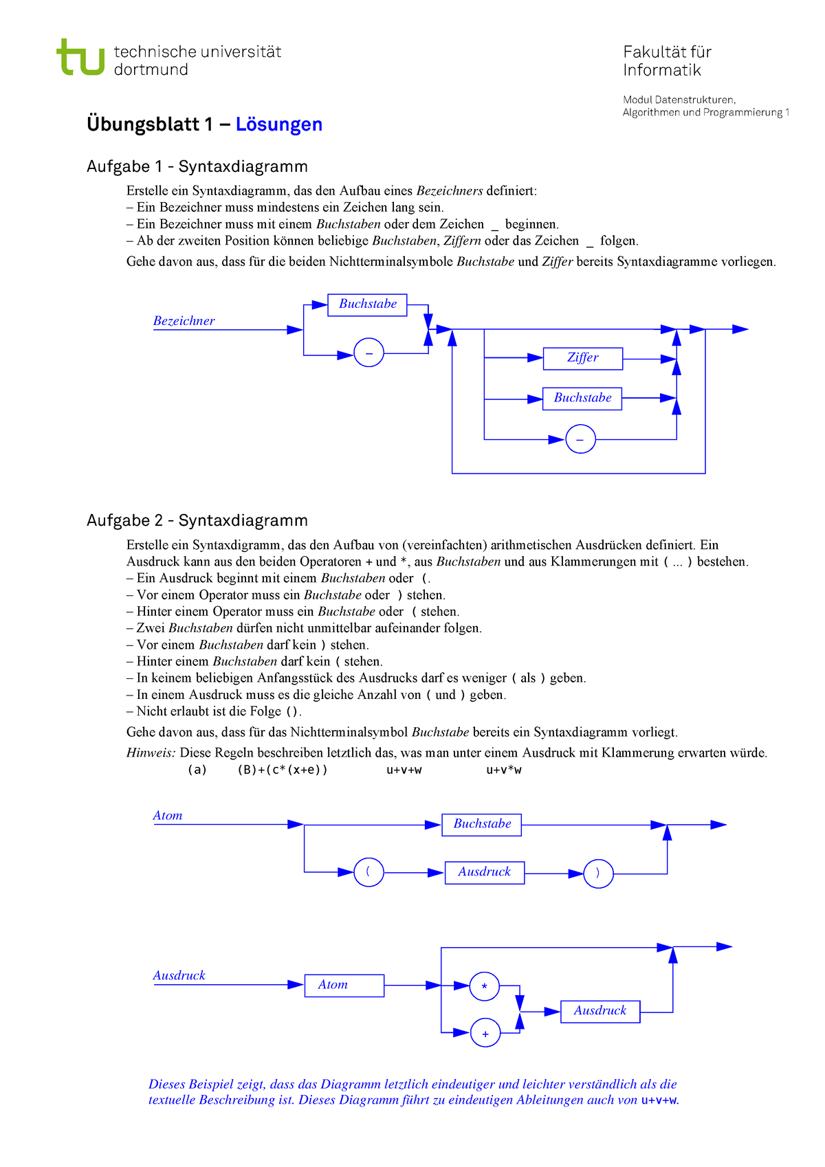 DAP-1 Uebungsblatt-01 Lösung - Dortmund Technische Universität Fakultät ...