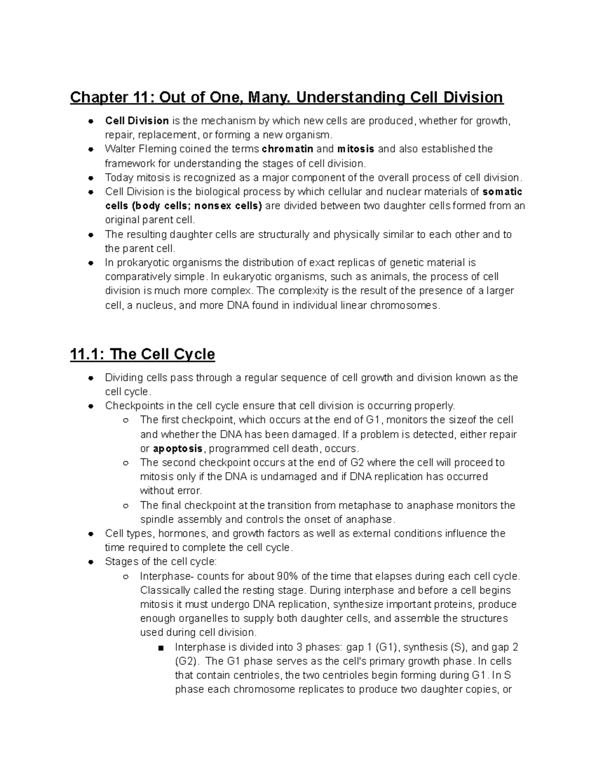 Biology 1760 Chapter 11 - Chapter 11: Out of One, Many. Understanding ...