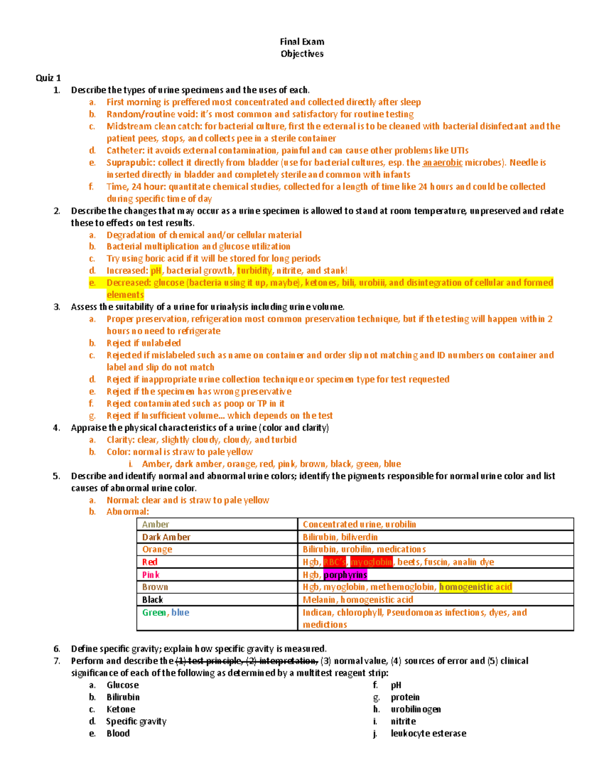 Full Notes for Final Exam - Final Exam Objectives Quiz 1 1. 2. 3. 4. 5 ...