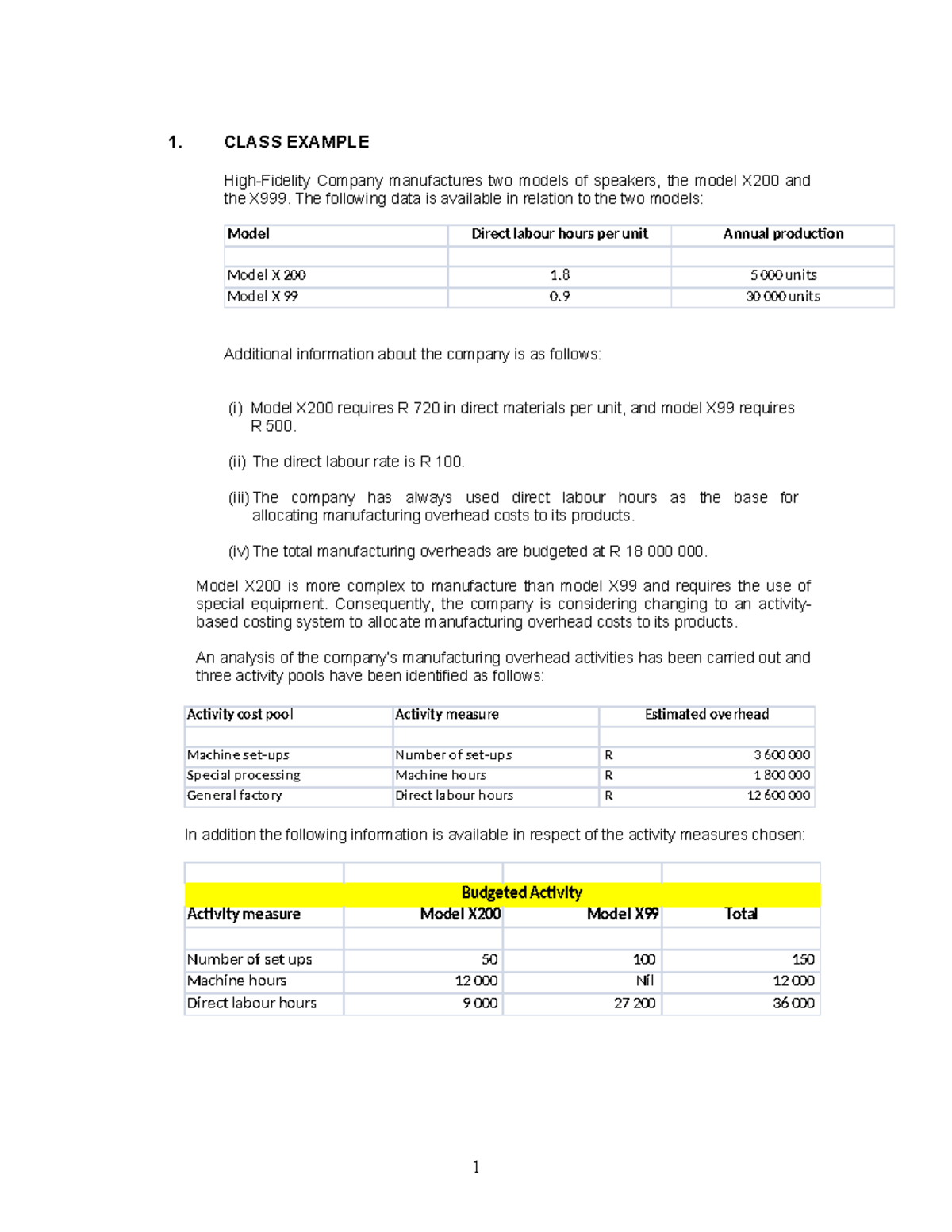 Overarching Document ABC - 1. CLASS EXAMPLE High-Fidelity Company ...