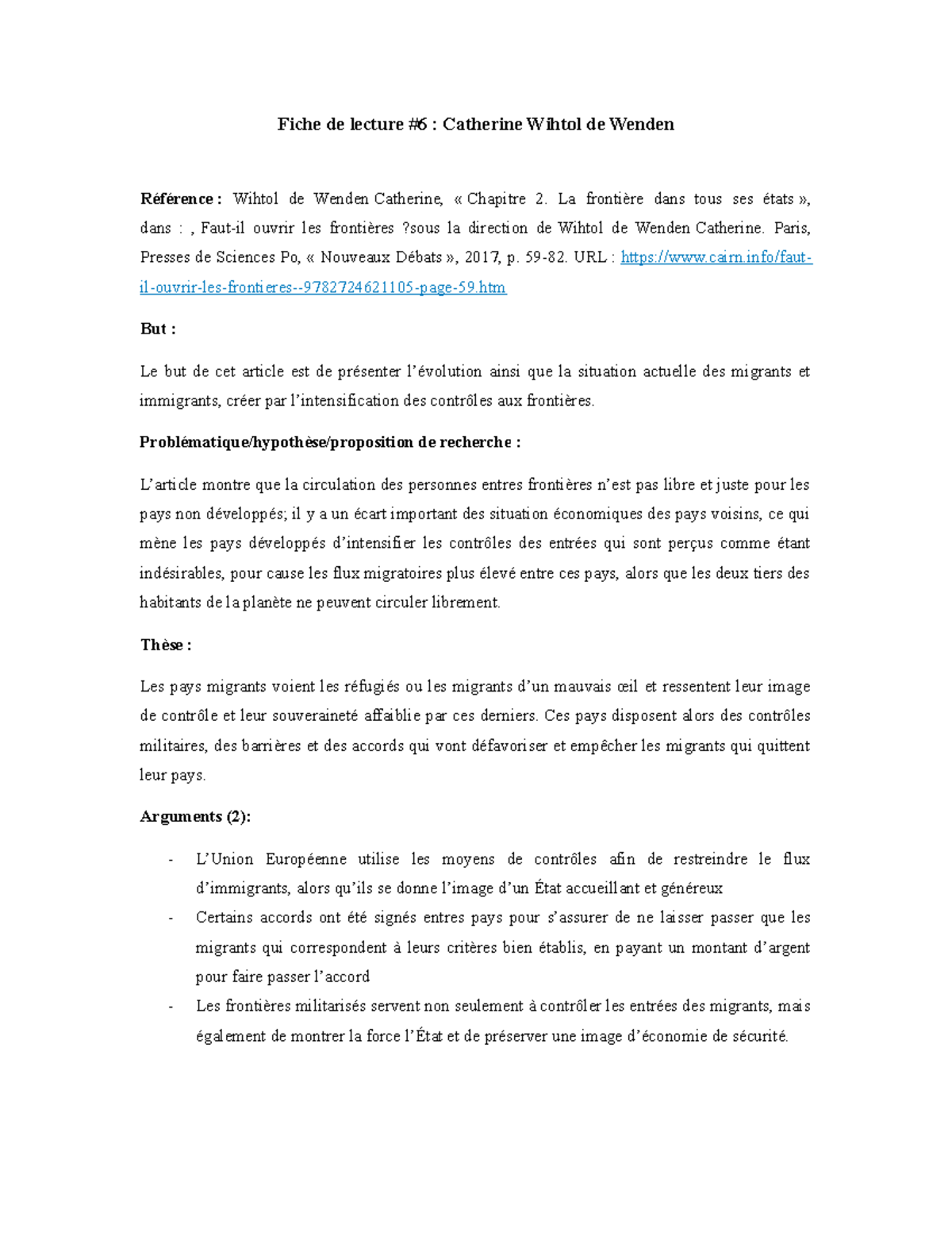 Fiche de lecture N6 La frontière dans tous ses états », dans , Faut