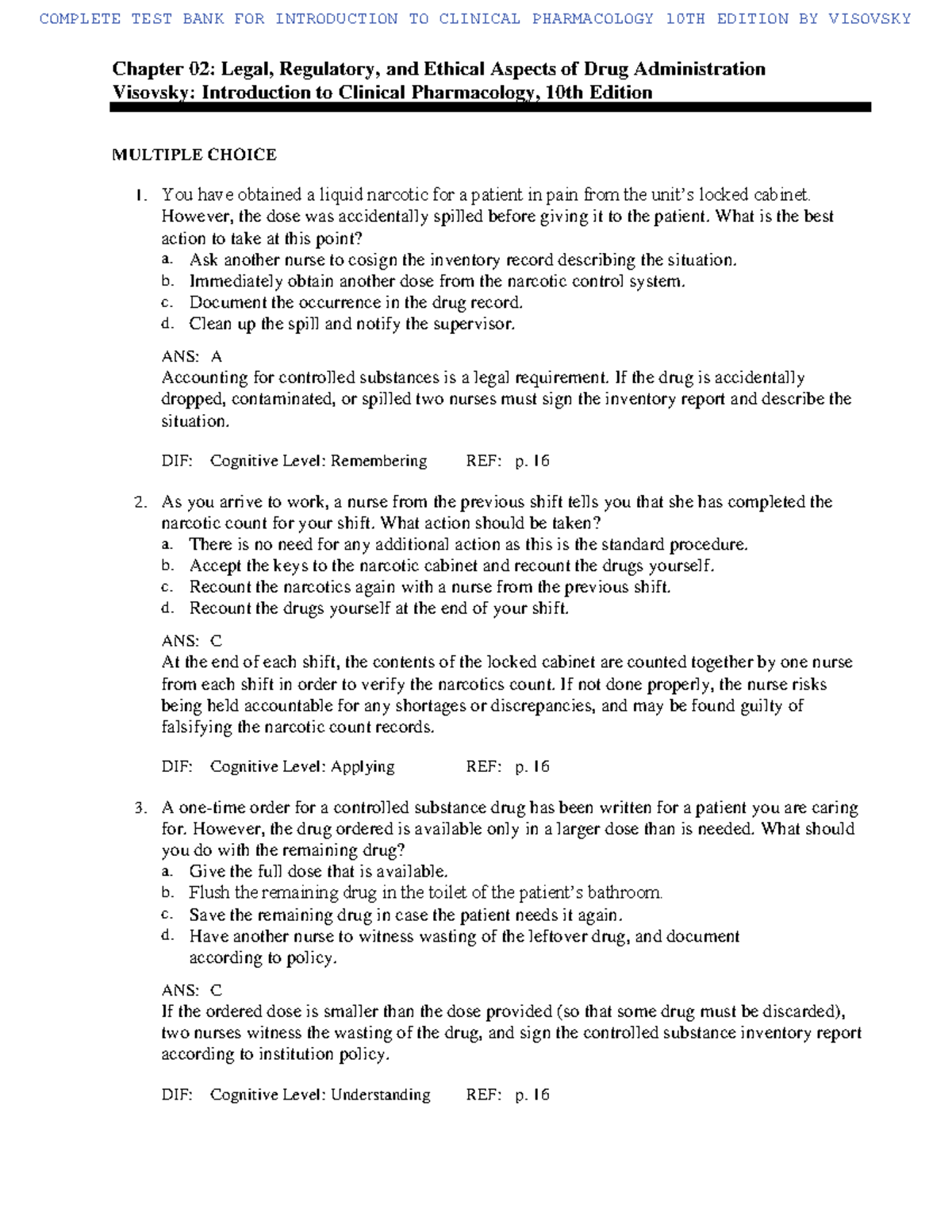 PHARM TEST-BANK - Chapter 02: Legal, Regulatory, and Ethical Aspects of ...