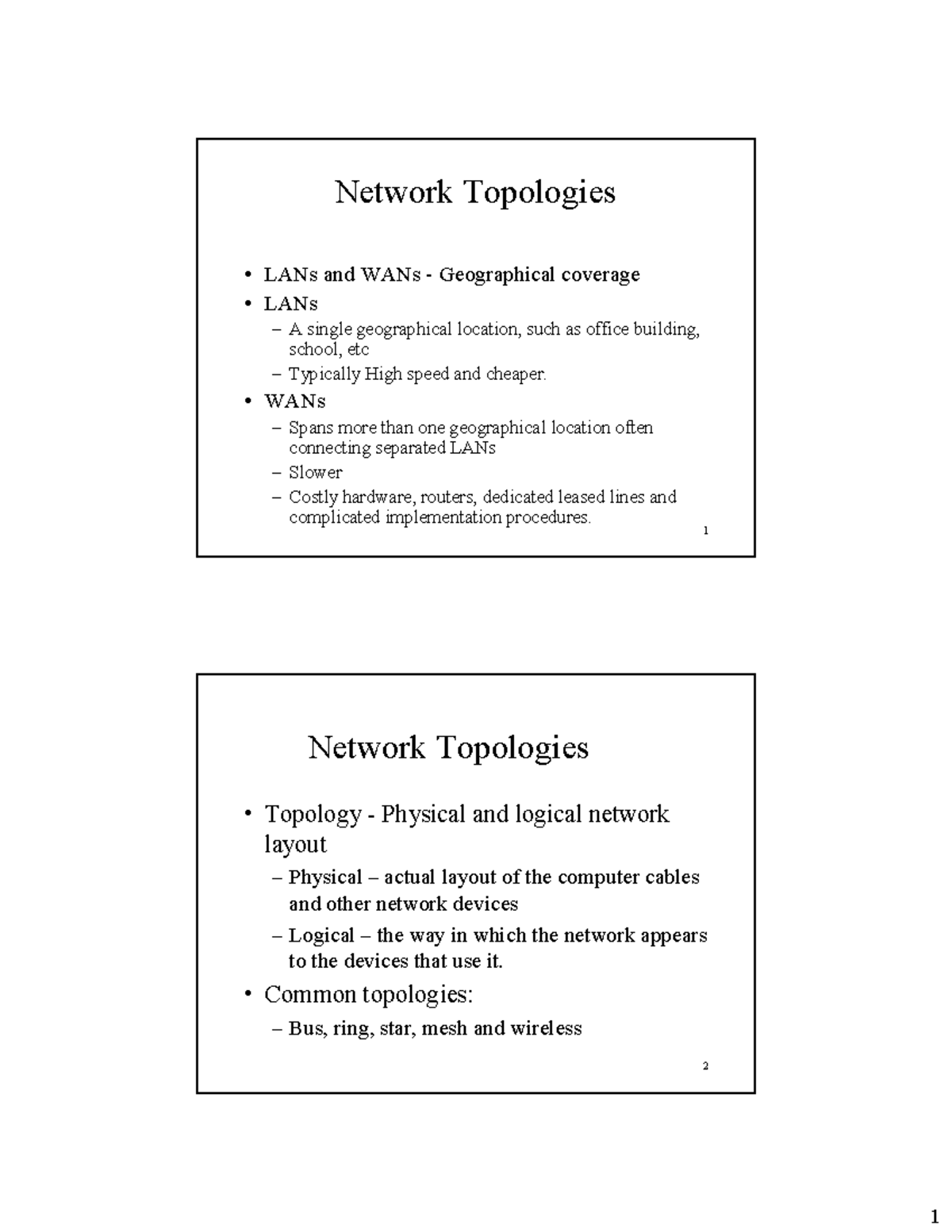 Network Topologies - - Studocu