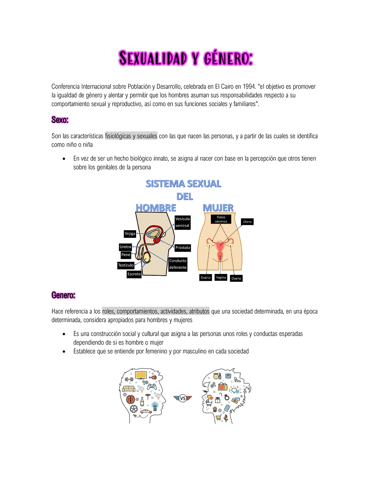 Sexualidad Y Genero Conferencia Internacional Sobre Población Y Desarrollo Celebrada En El