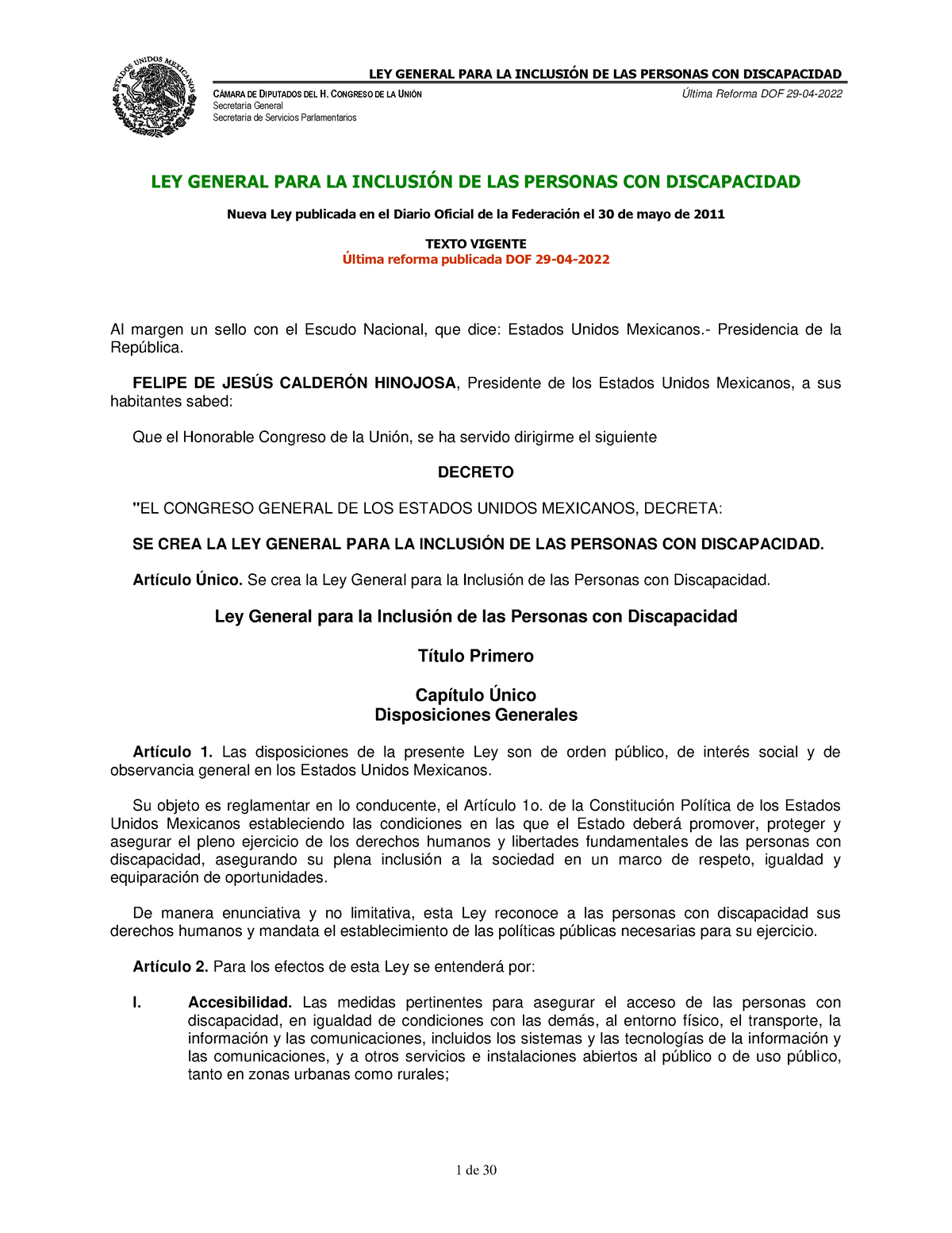 Lgipd - LEY A REFORMAR - C¡MARA DE DIPUTADOS DEL H. CONGRESO DE LA UNI ...