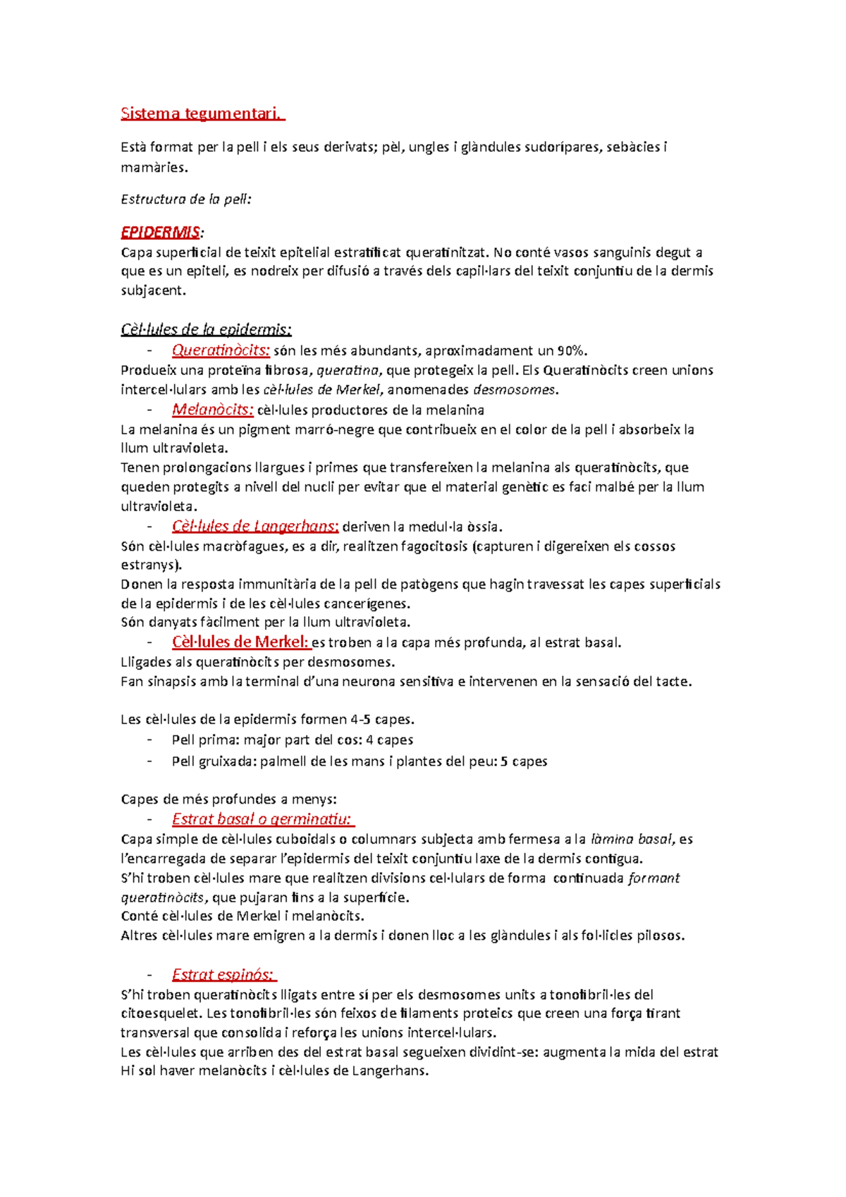 Sistema Tegumentari Ok Sistema Tegumentari Est Format Per La Pell Els Seus Studocu