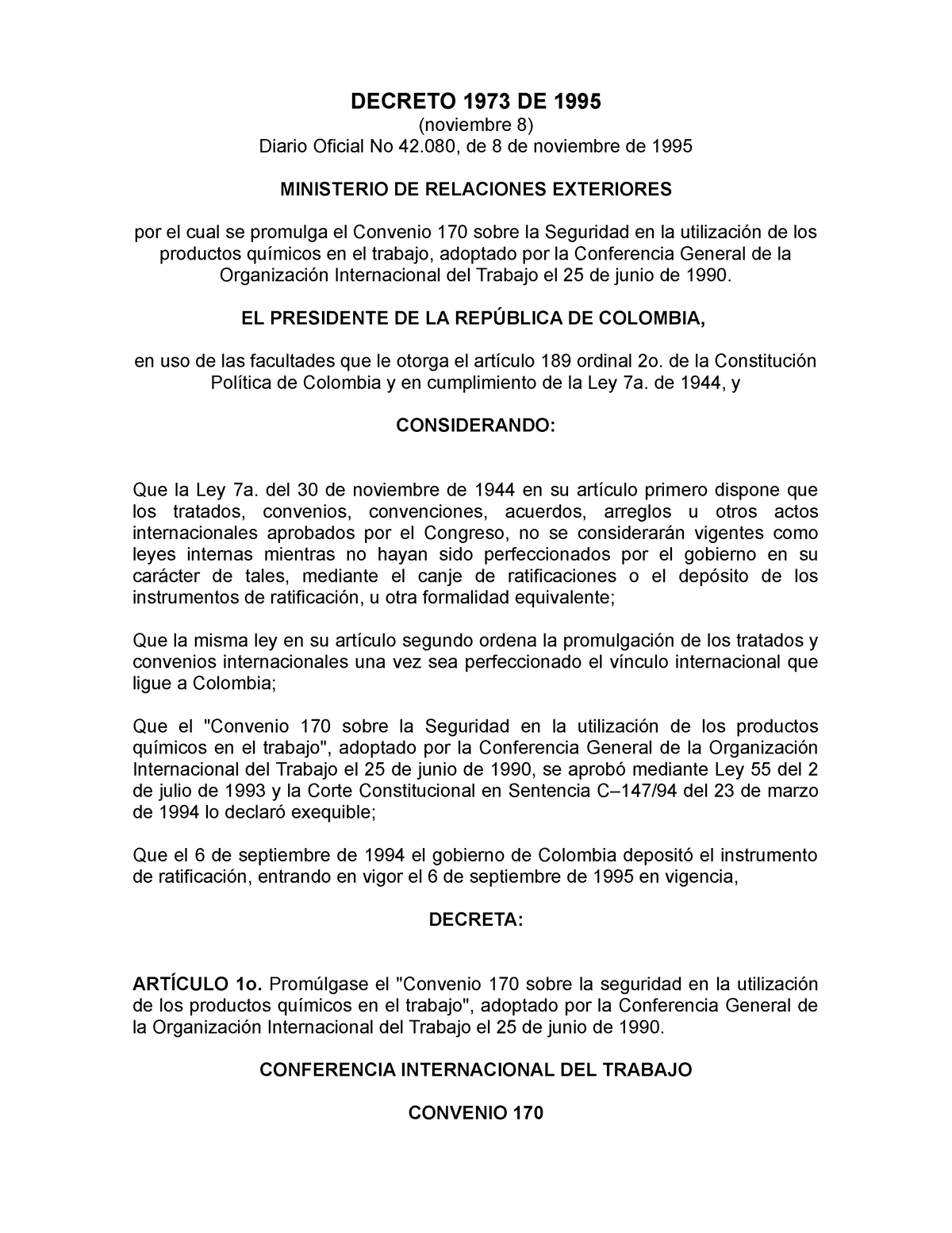 Dec1973 De 1995 - Ikyukluiñiopñpo - DECRETO 1973 DE 1995 (noviembre 8 ...