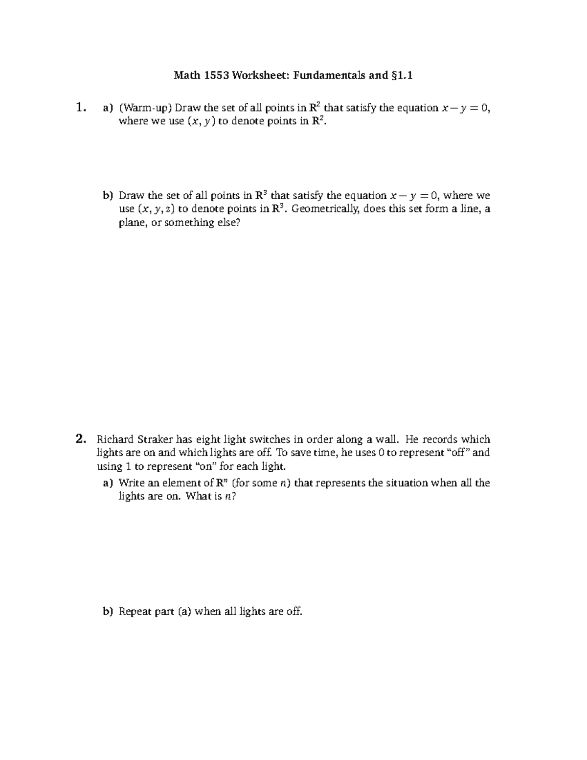 Math 1553 Wkst 1 - Math 1553 Homework - Math 1553 Worksheet ...