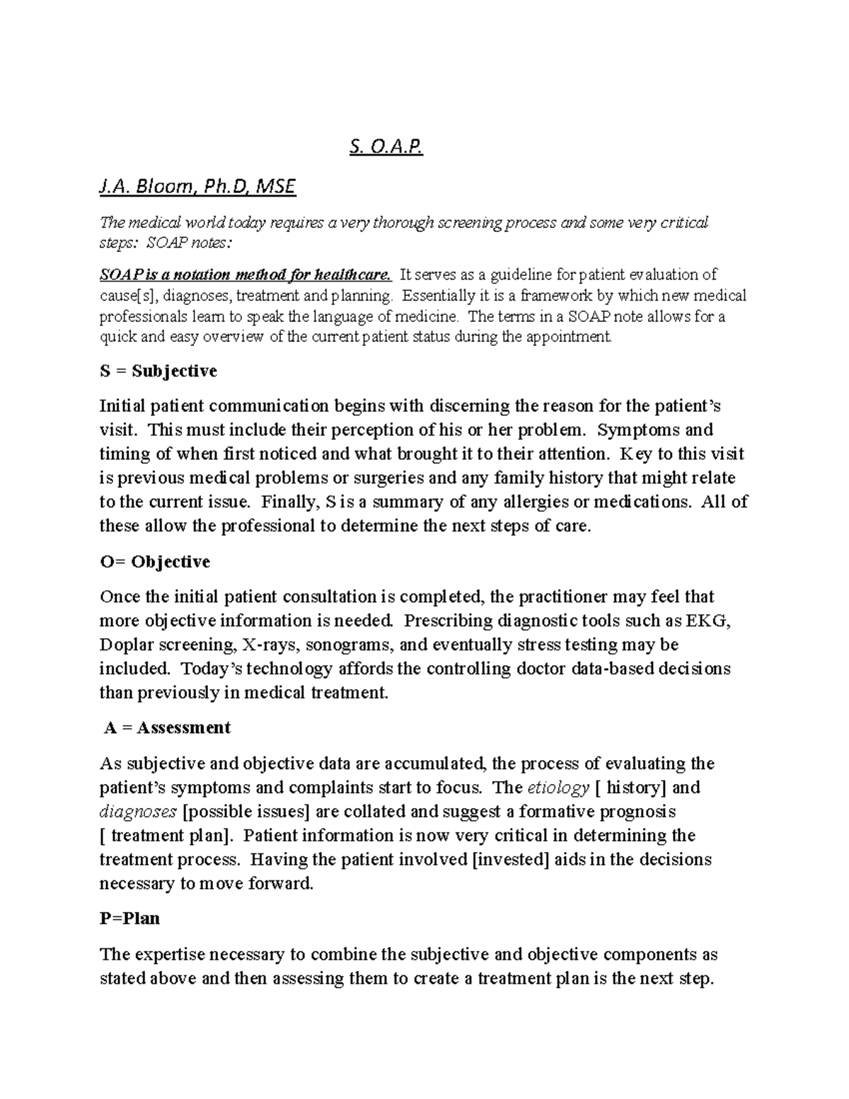 SOAPformat - Lecture notes, for soap formatting good notes for the ...