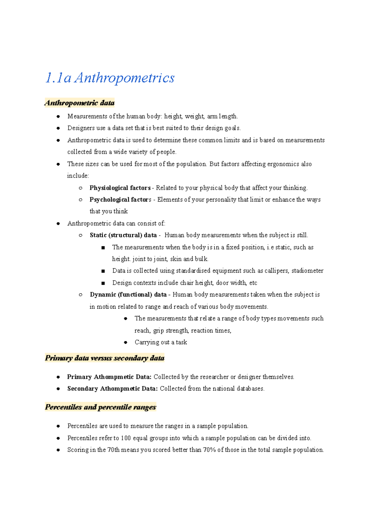 Topic 1 Human Factors and Ergonomics - Google Docs - 1 Anthropometrics ...