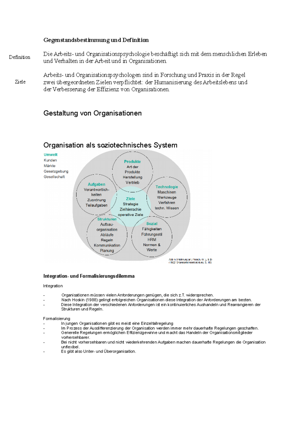 Organisationspsychologie Zusammenfassung 2022 - Gegenstandsbestimmung ...