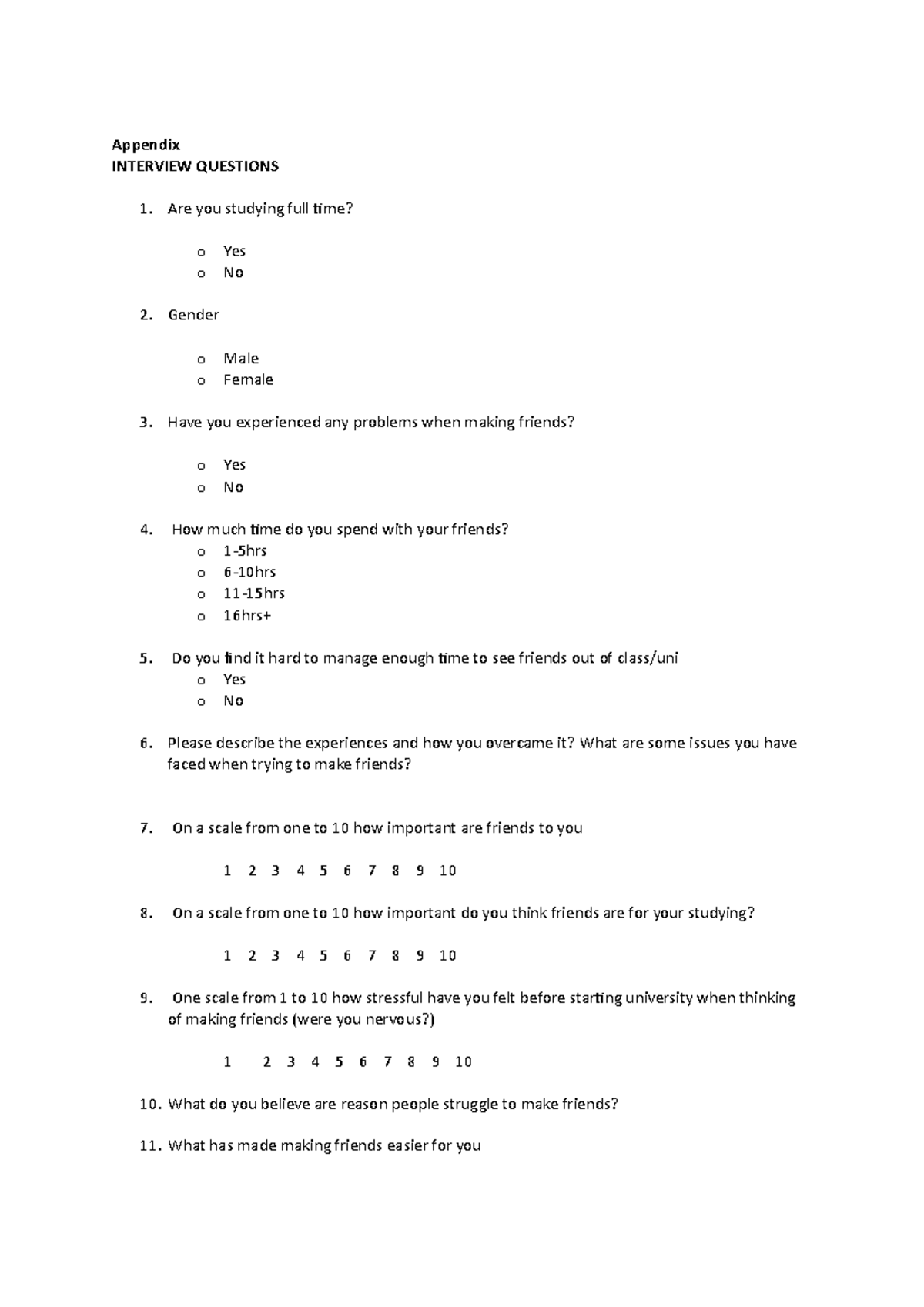 Appendix A - Interview questions - AppendixINTERVIEW QUESTIONS Are you ...