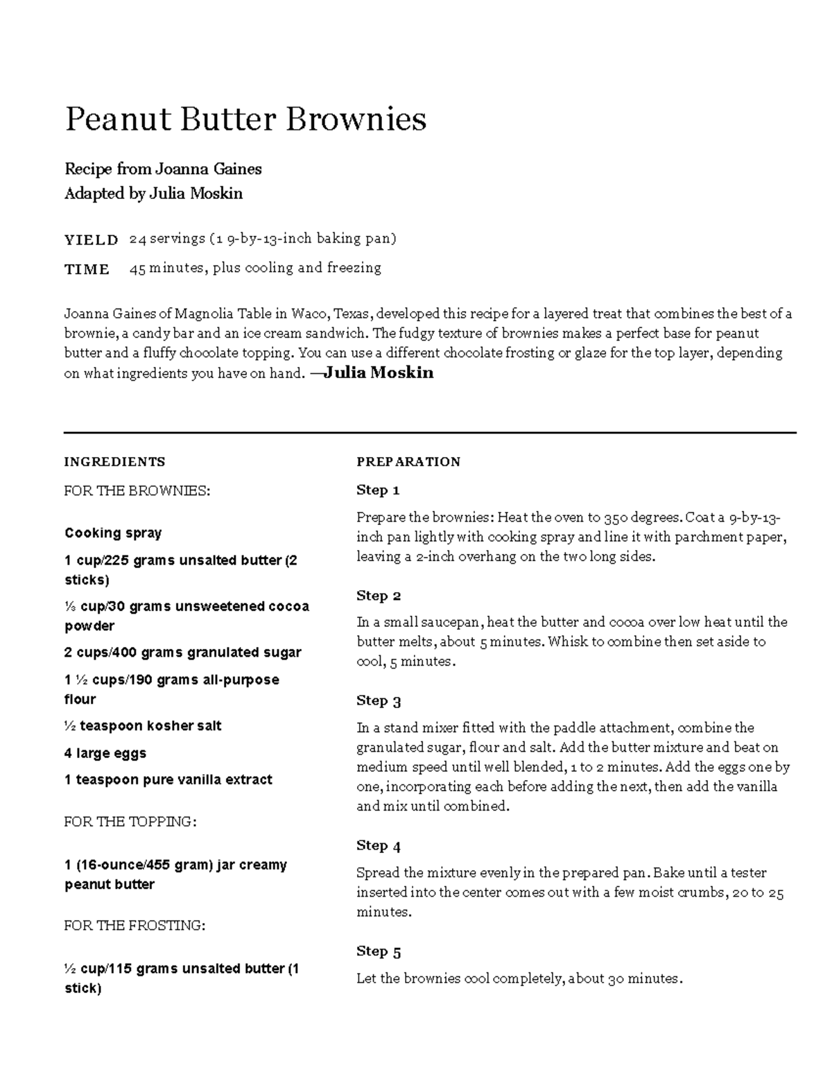 Peanut Butter Brownies Recipe NYT Cooking INGREDIENTS FOR THE