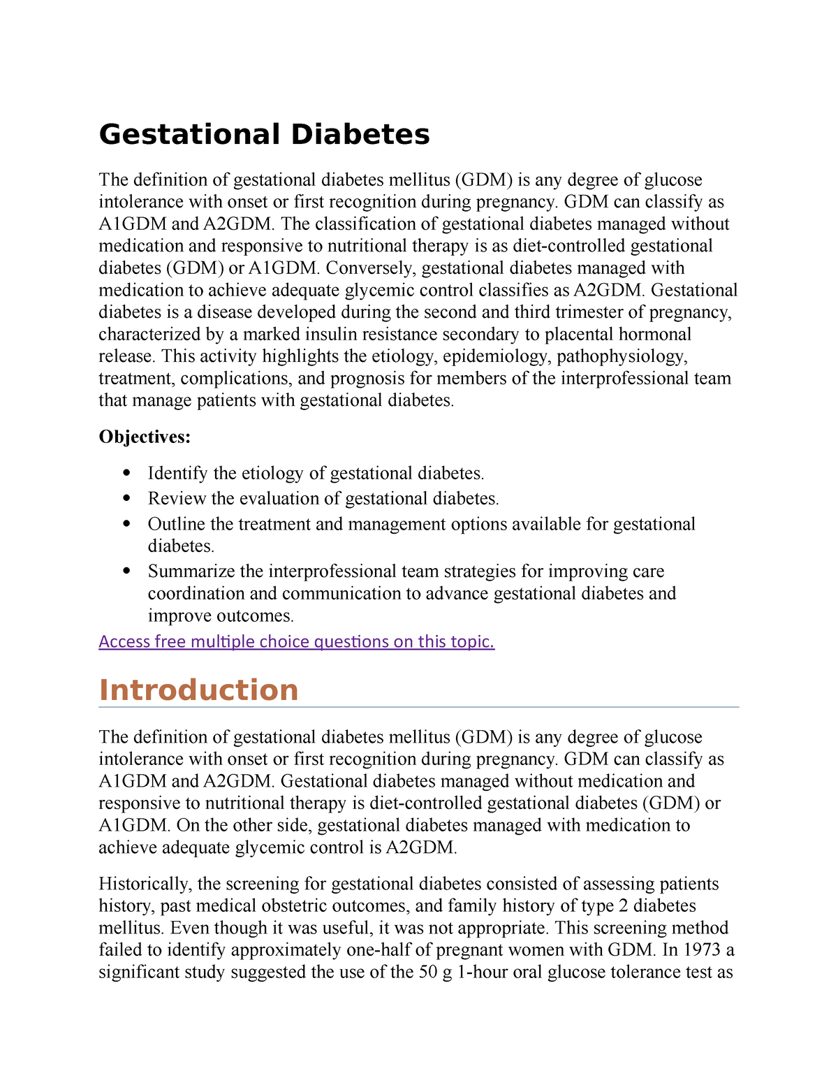 gestational diabetes case study scribd