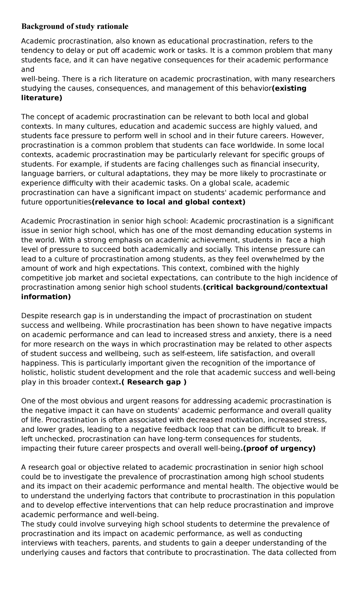 Research title and research goal - Background of study rationale ...