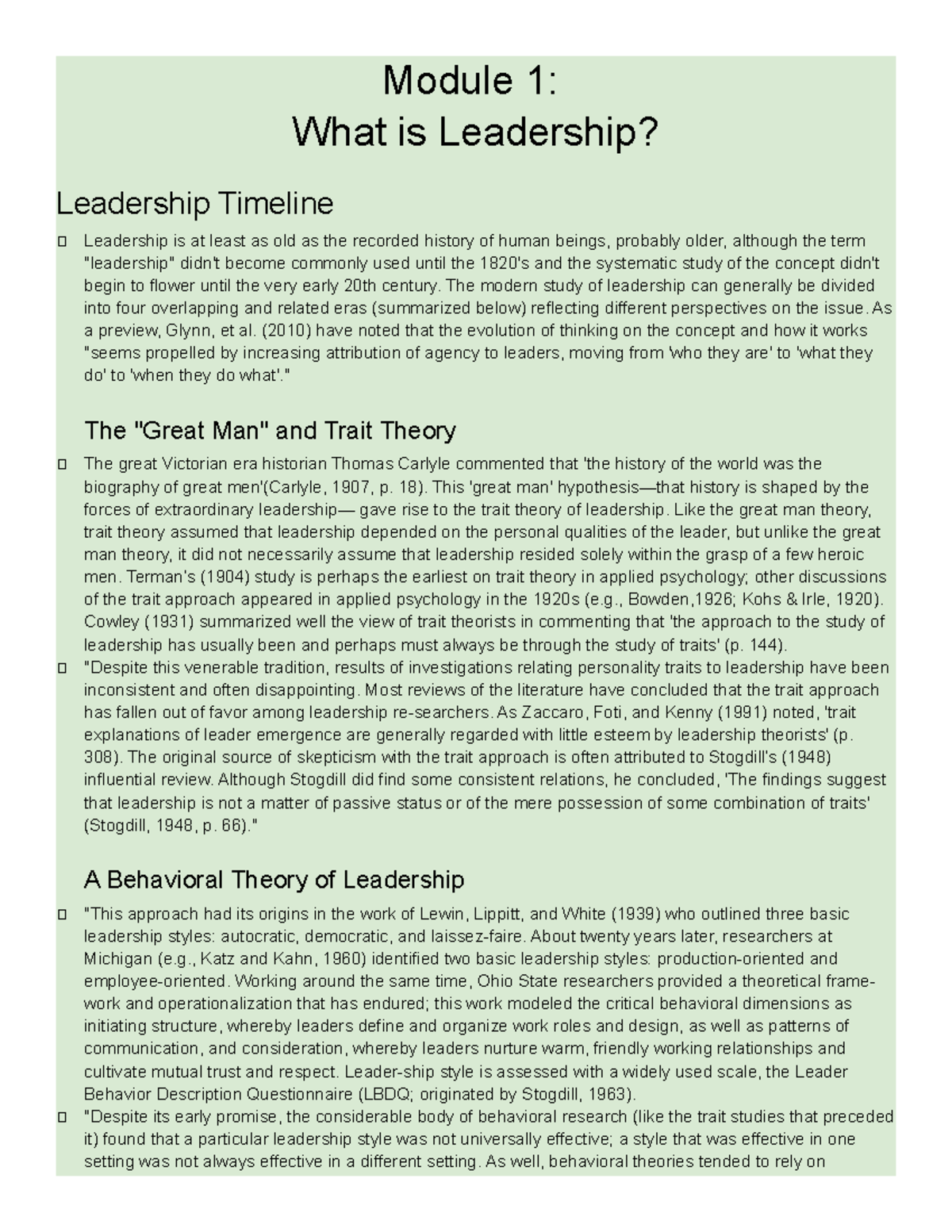 Module 1 What Is Leadership - Module 1: What Is Leadership? Leadership ...