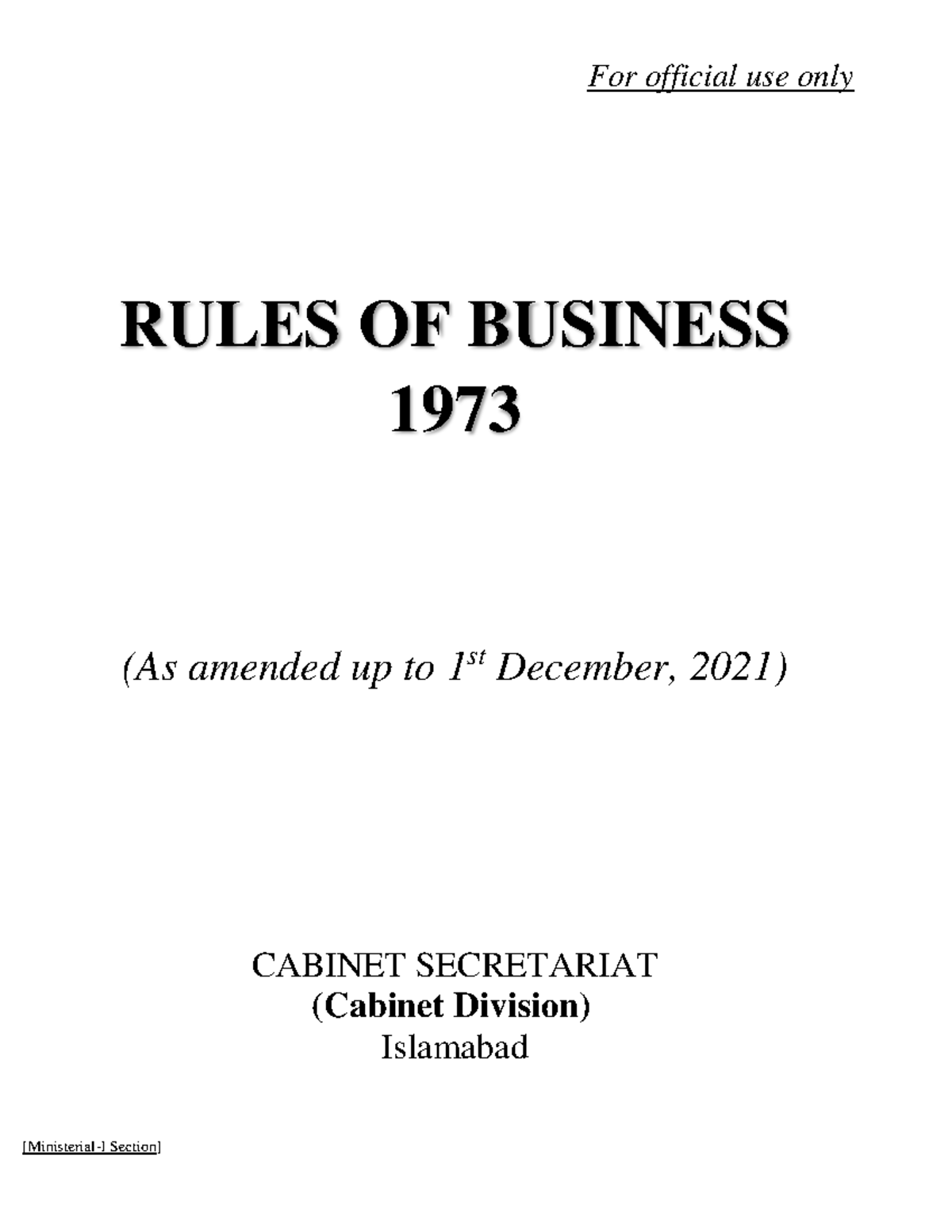 ROB (As amended up to 1st December, 2021) - For official use only RULES ...