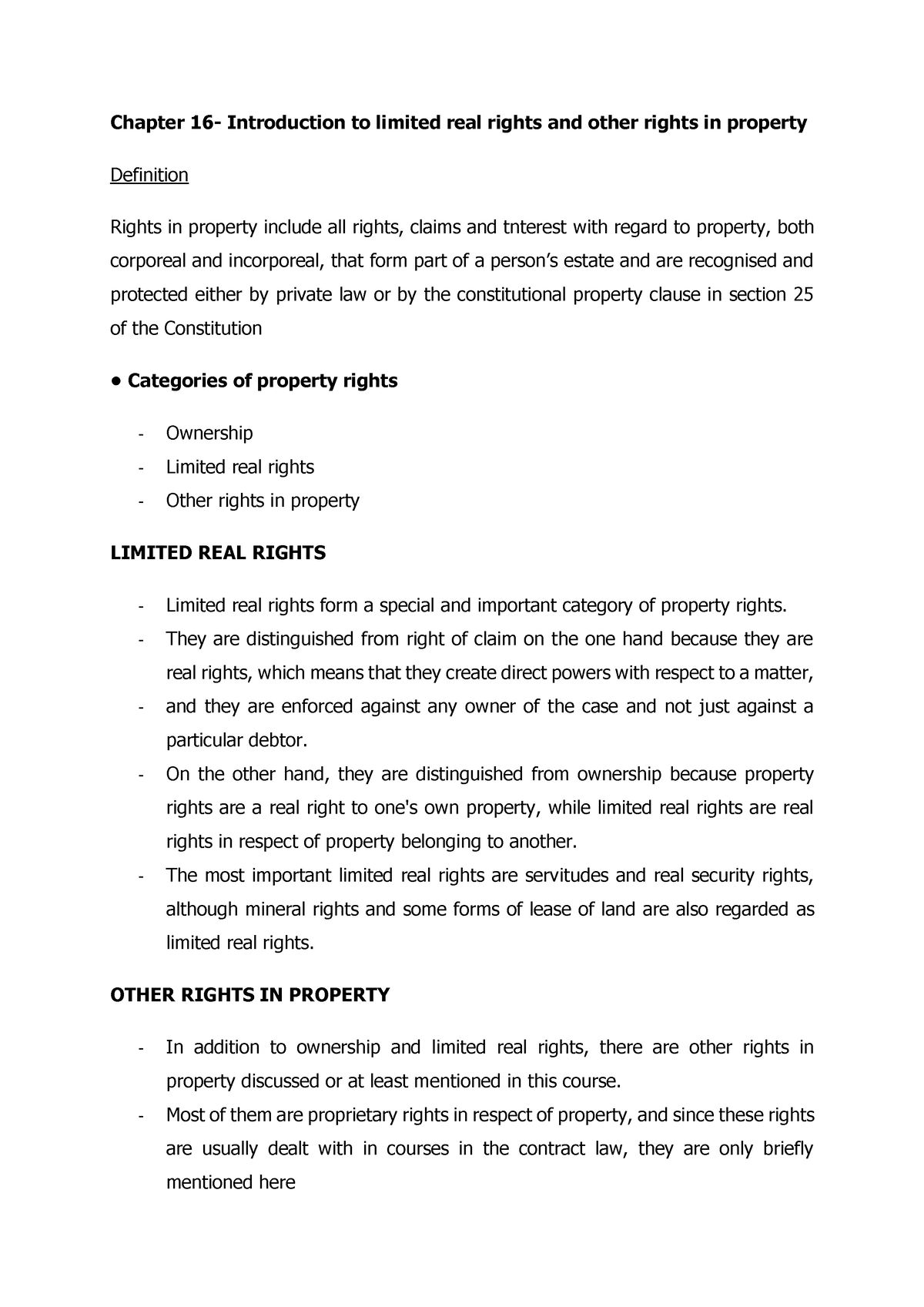 Limited Real Rights In Property