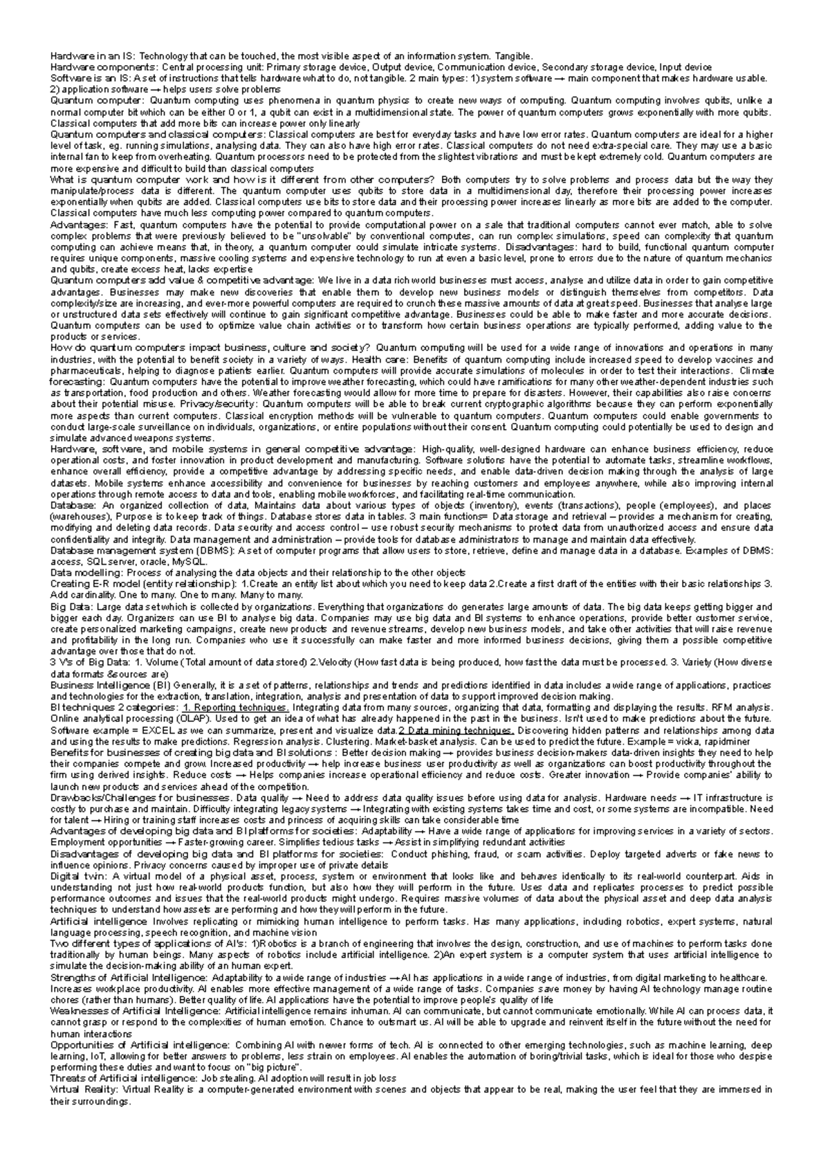 INFO123 cheat sheet - Info tutorial notes 7-12 for final exam ...