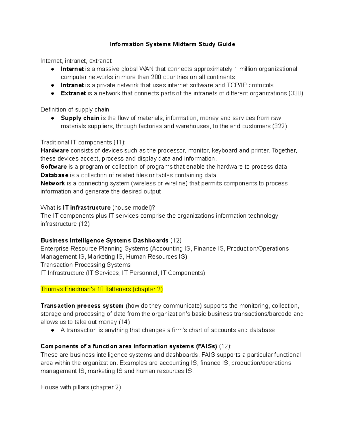 Information Systems Midterm Study Guide - Information Systems Midterm ...