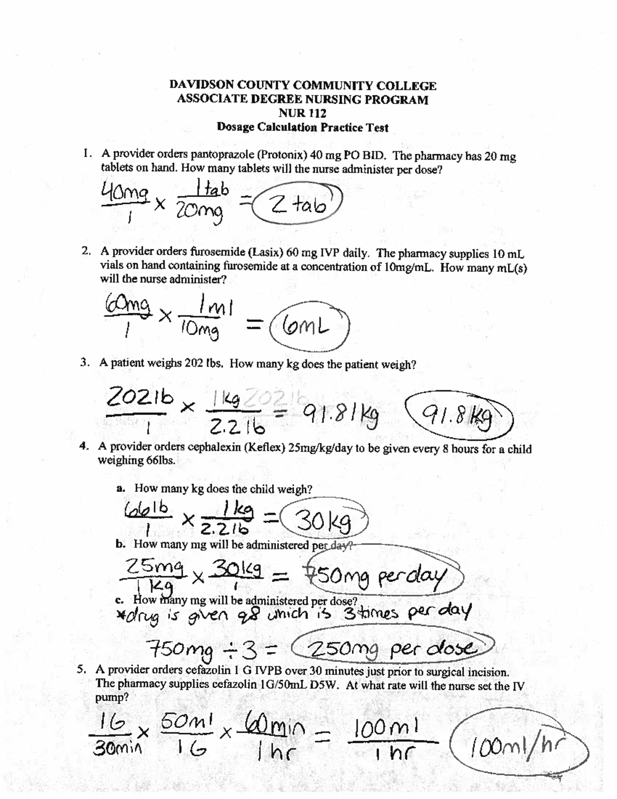 NUR 112 (#3) Dimensional Analysis KEY - Studocu