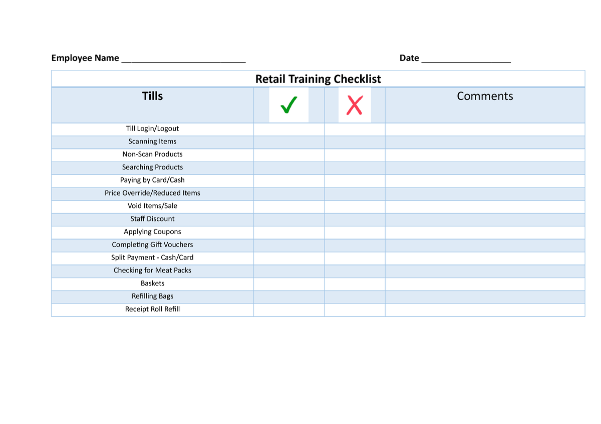 Retail Training Checklist Employee Name   Thumb 1200 848 