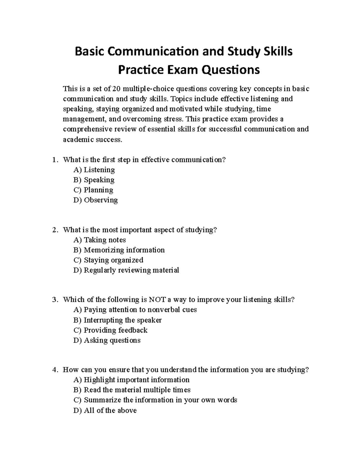 What Is Communication And Study Skills Pdf