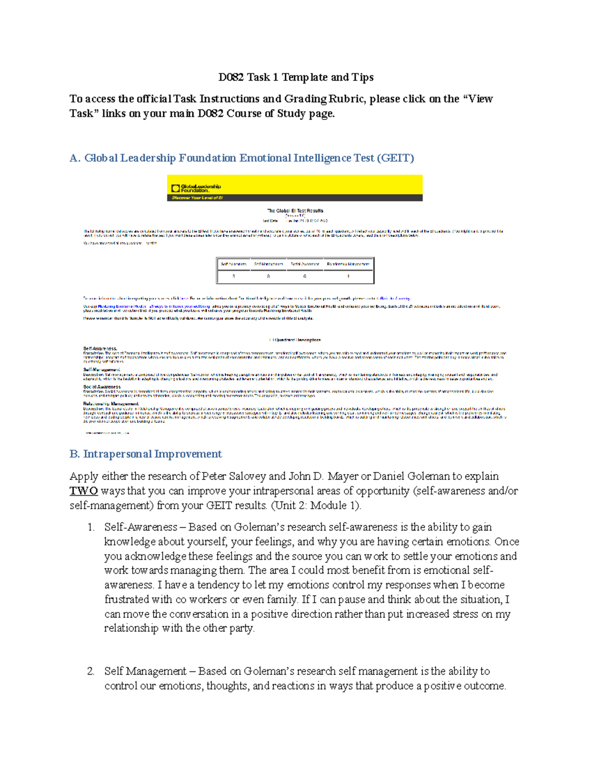 D082 Task 1 - passed no revisions - D082 Task 1 Template and Tips To ...