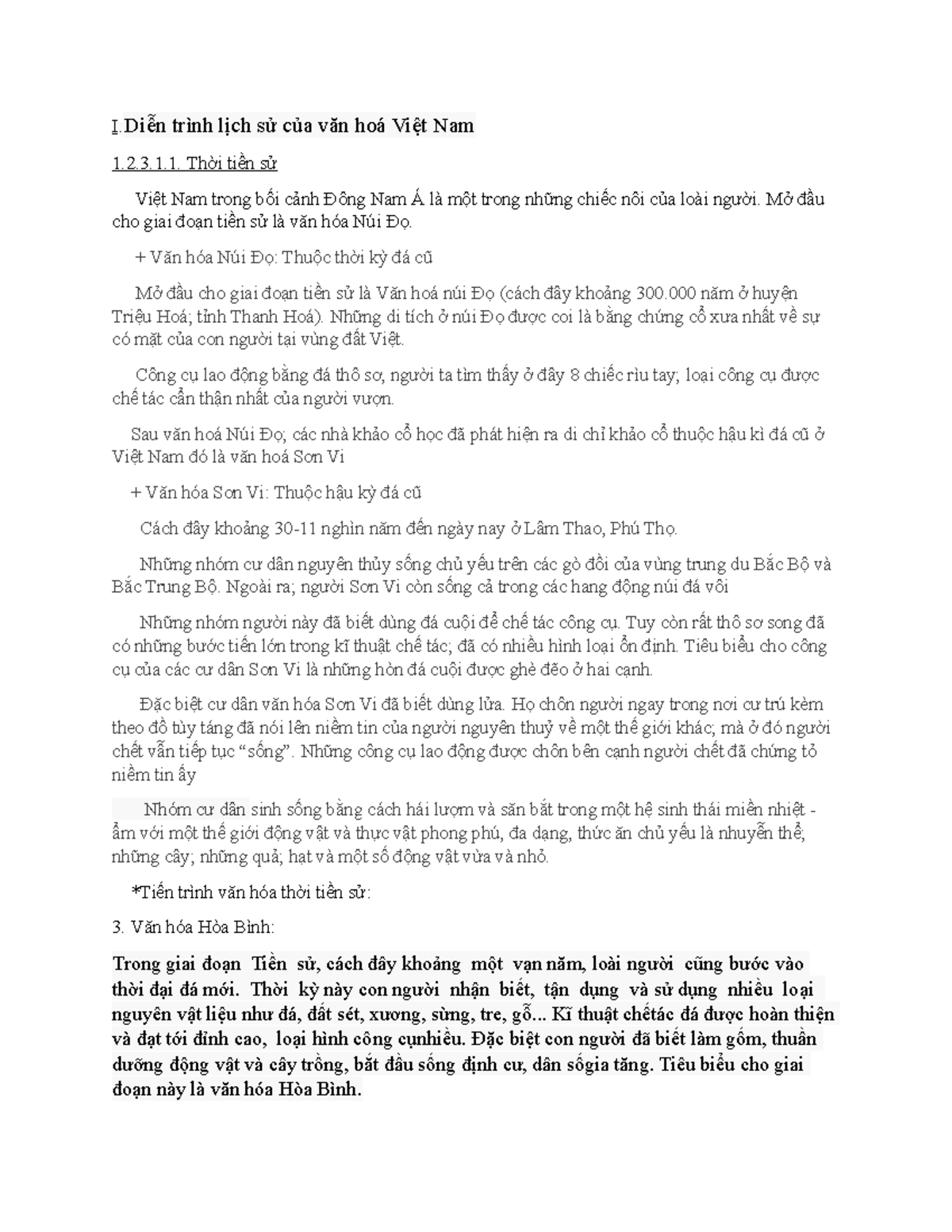 Thuyết trình - ádasdadasd - I. Diễn trình lịch sử của văn hoá Việt Nam ...