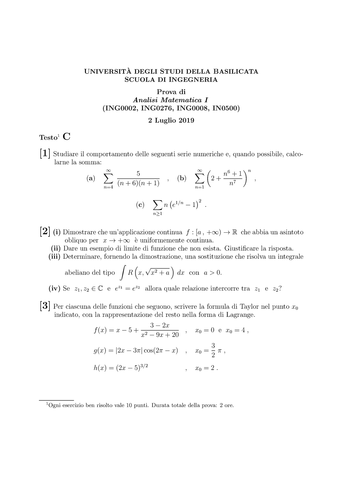 000233 16158 2LUG2019 C 12CFU - UNIVERSIT `A DEGLI STUDI DELLA ...