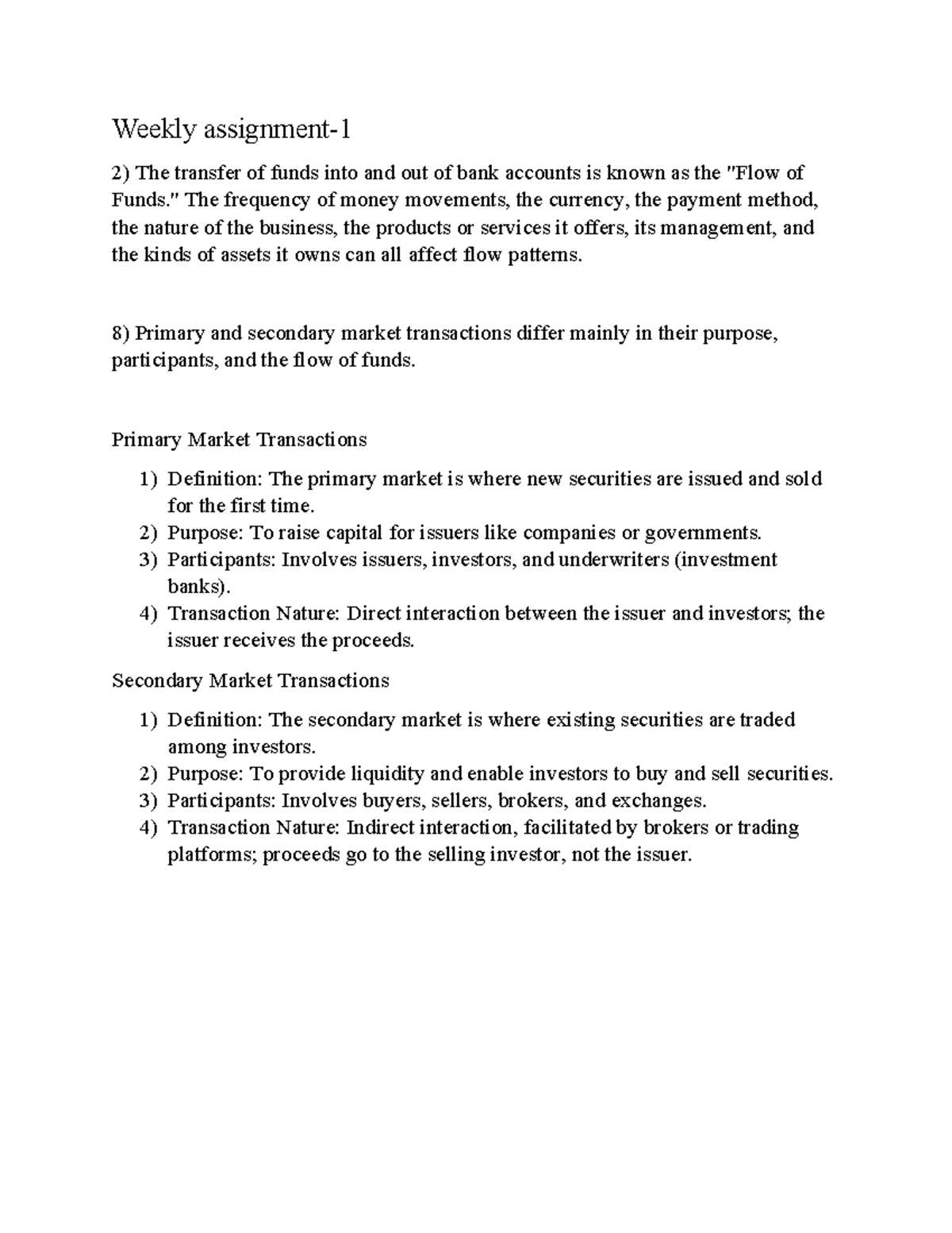 Weekly assignment 1 TM - Weekly assignment- 2) The transfer of funds ...
