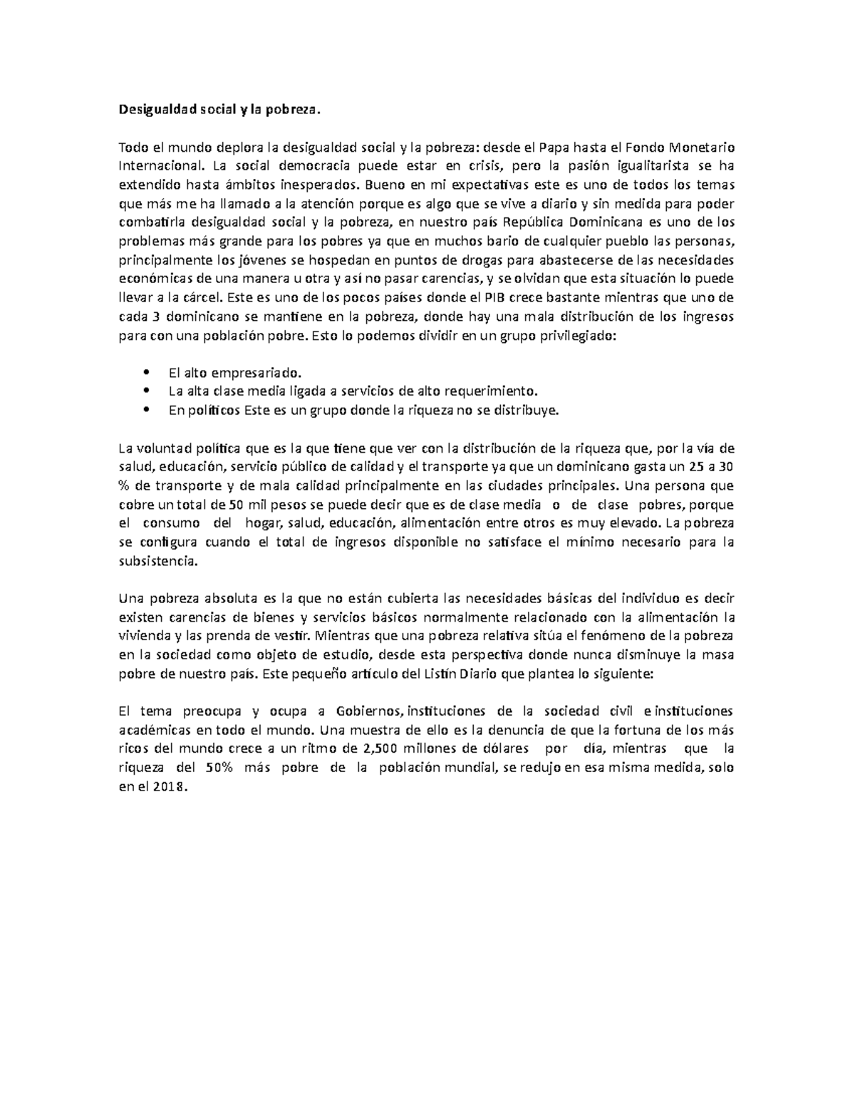 Desigualdad social y la pobreza - Todo el mundo deplora la desigualdad ...